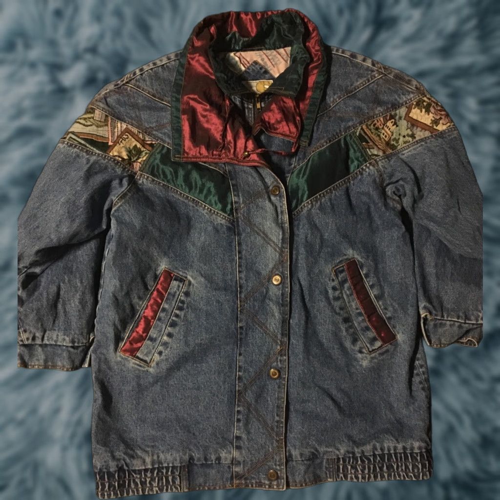 Vintage VINTAGE Current Seen Denim Jean Jacket L Women Long Blue 80s 90s Grunge Biker Western USA Size 36" / US 14 / IT 50 - 1 Thumbnail
