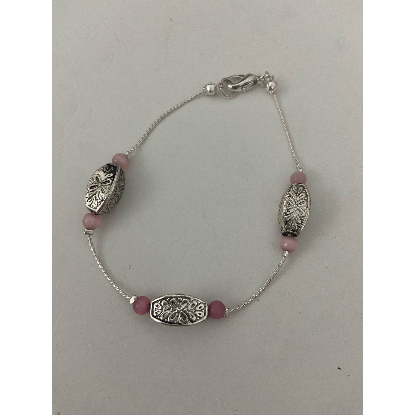 Other Chain bracelet silver tone pink beads Size ONE SIZE - 7 Thumbnail