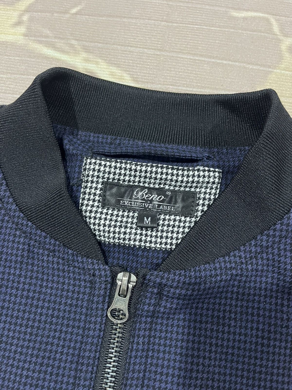 Japanese Brand Beno Navy Houndstooth Bomber Jacket M Size US S / EU 44-46 / 1 - 4 Thumbnail