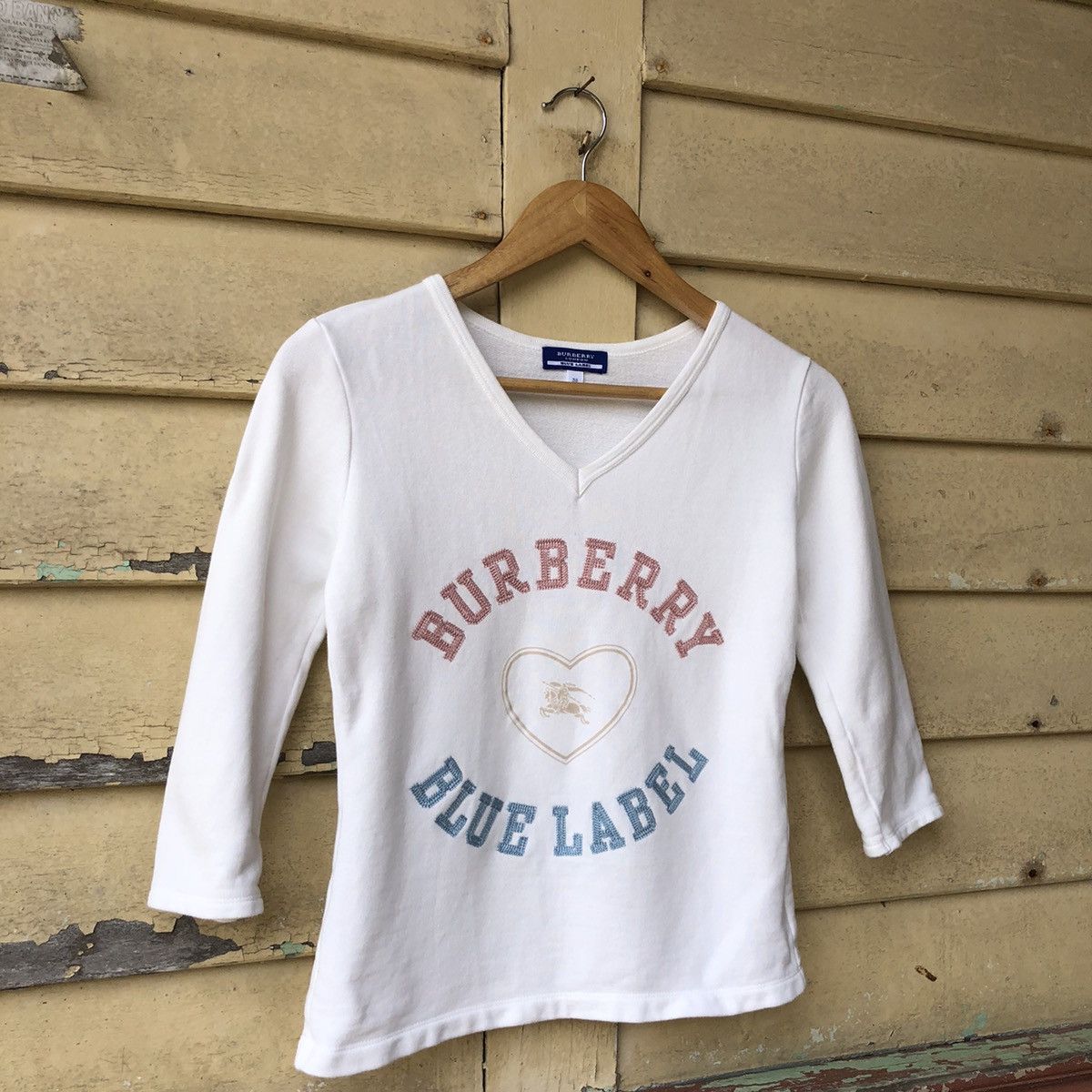 Burberry Burberry Blue Laber Embroided Long Sleeve Tshirt Size S / US 4 / IT 40 - 2 Thumbnail