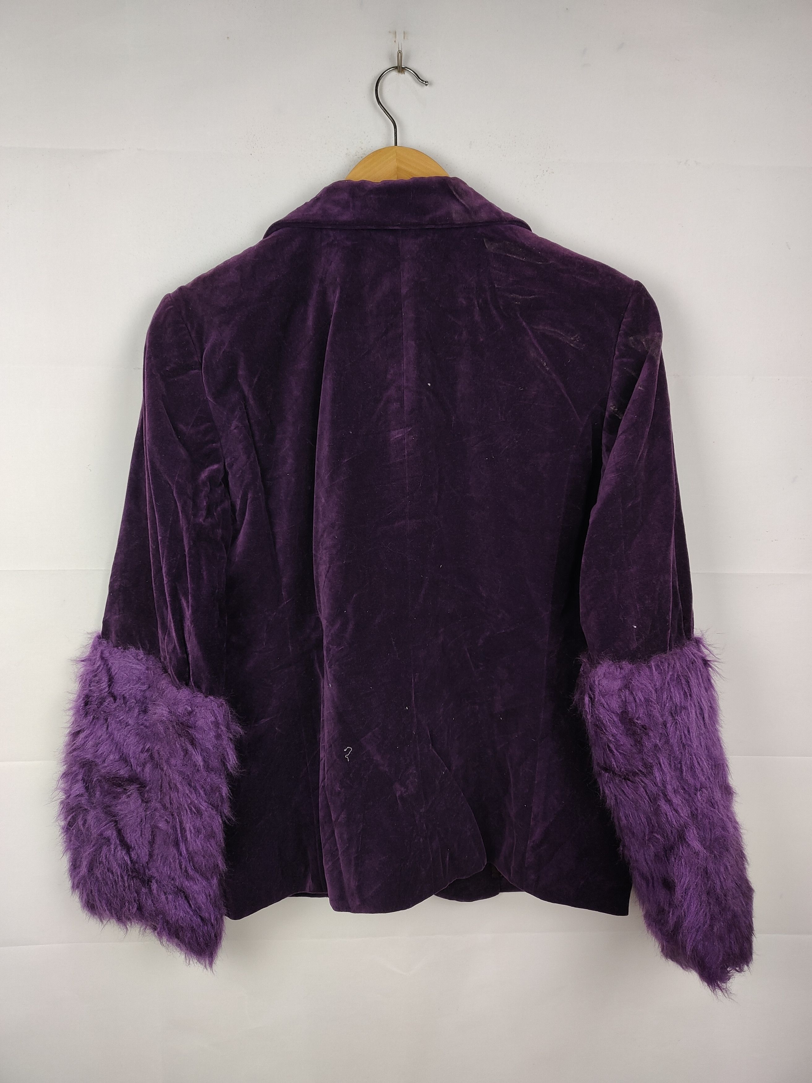 Issey Miyake Issey IS Sunao Kuwahara velvet blazer with faux fur cuff Size M / US 6-8 / IT 42-44 - 6 Thumbnail