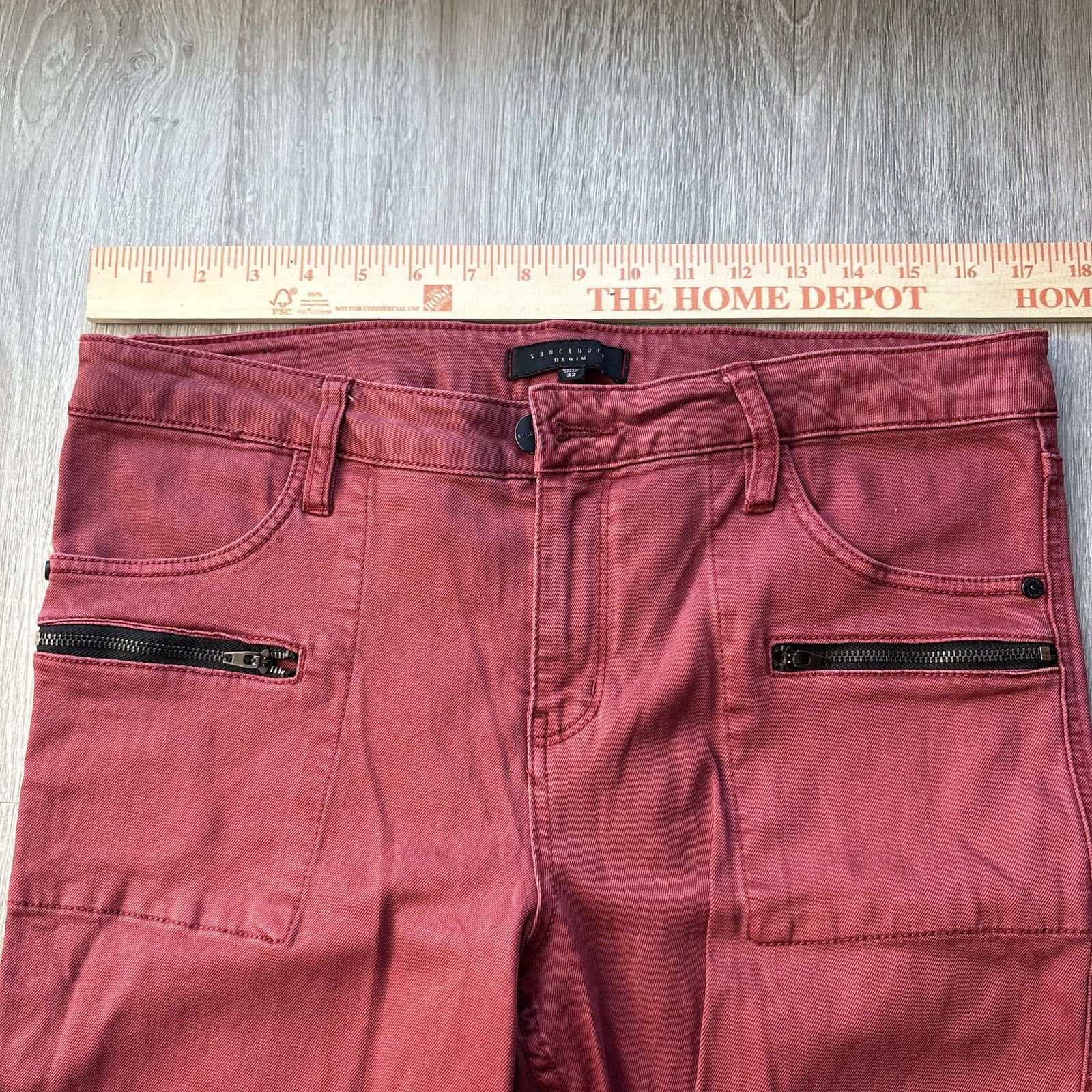 Sanctuary Sanctuary Denim Women's 32 Red Moto Zipper Skinny Jeans Size 32" / US 10 / IT 46 - 3 Thumbnail