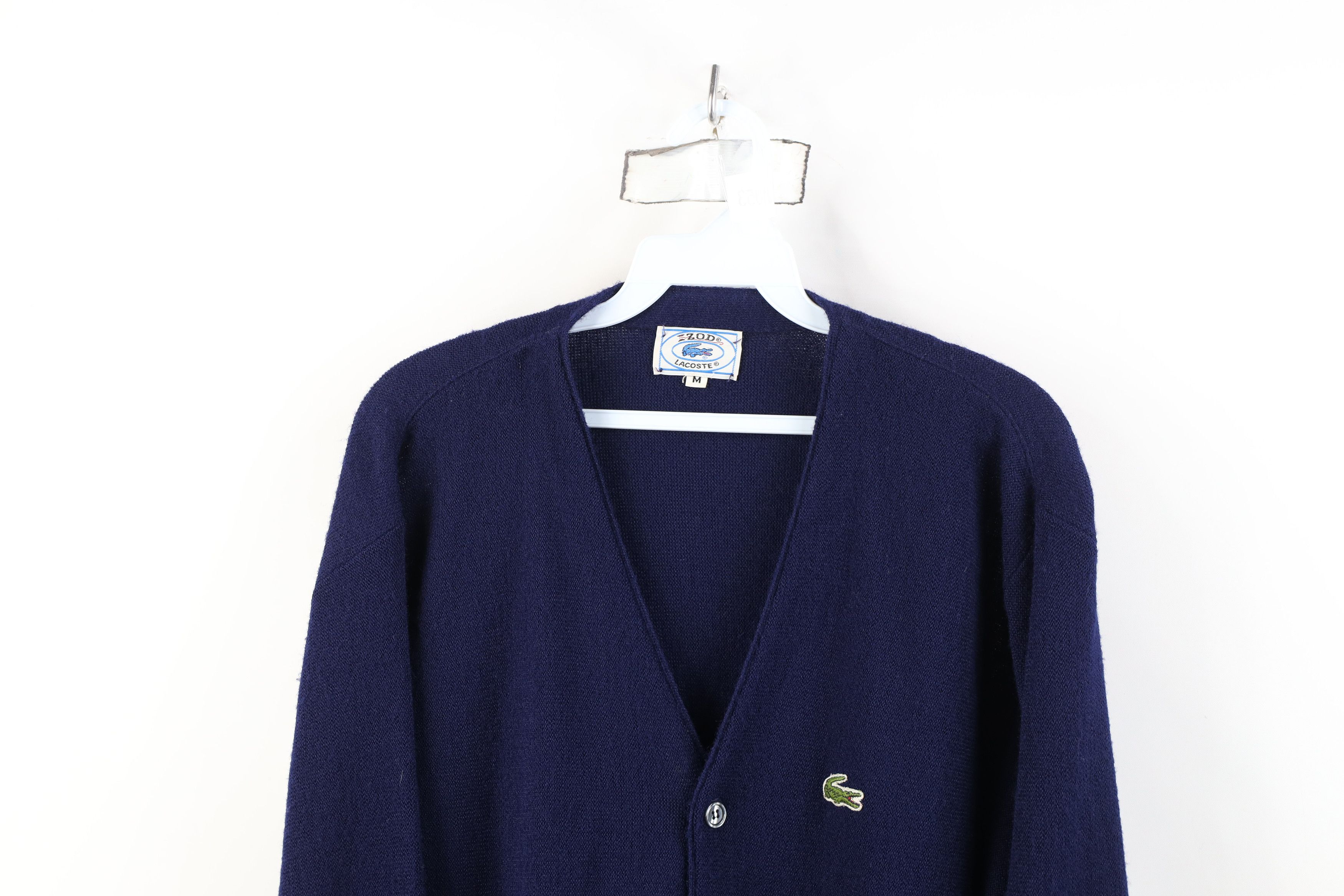 Lacoste Vintage 80s Izod Lacoste Knit Cardigan Sweater Navy Blue USA Size US M / EU 48-50 / 2 - 2 Thumbnail
