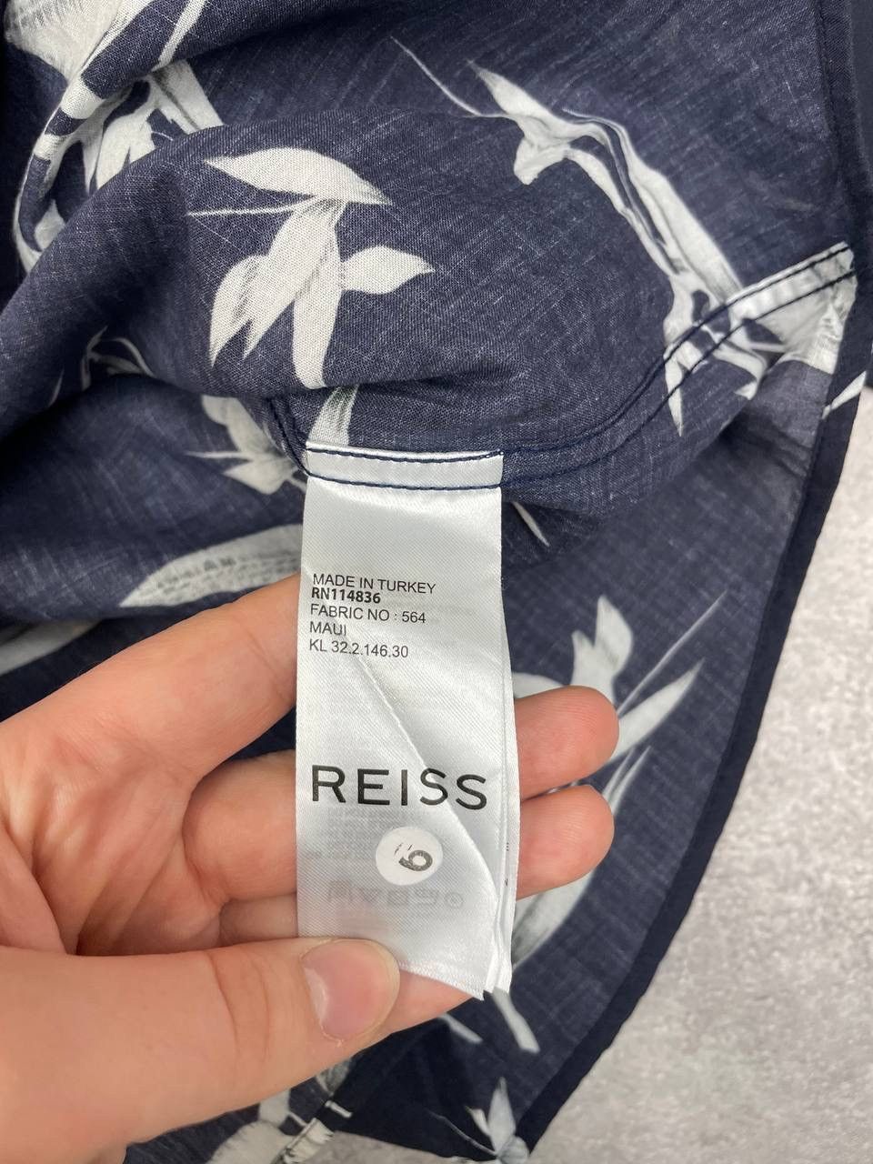 Reiss Reiss Men Viscose Shirt Floral Print Slim Fit Navy Size US L / EU 52-54 / 3 - 5 Thumbnail