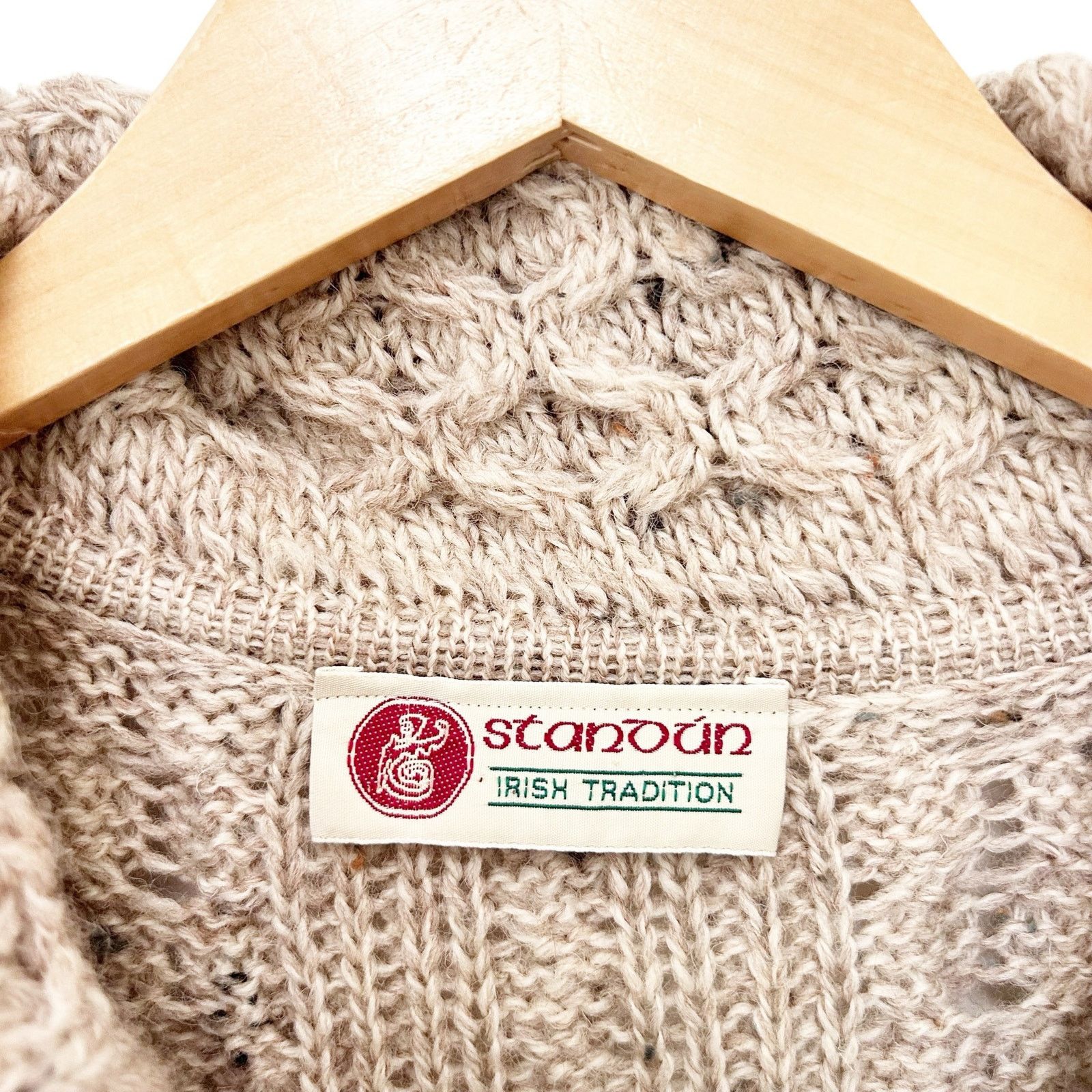 Other Stanoun Tan Merino Wool Made in Ireland Knit Cardigan Sz M Size M / US 6-8 / IT 42-44 - 3 Thumbnail