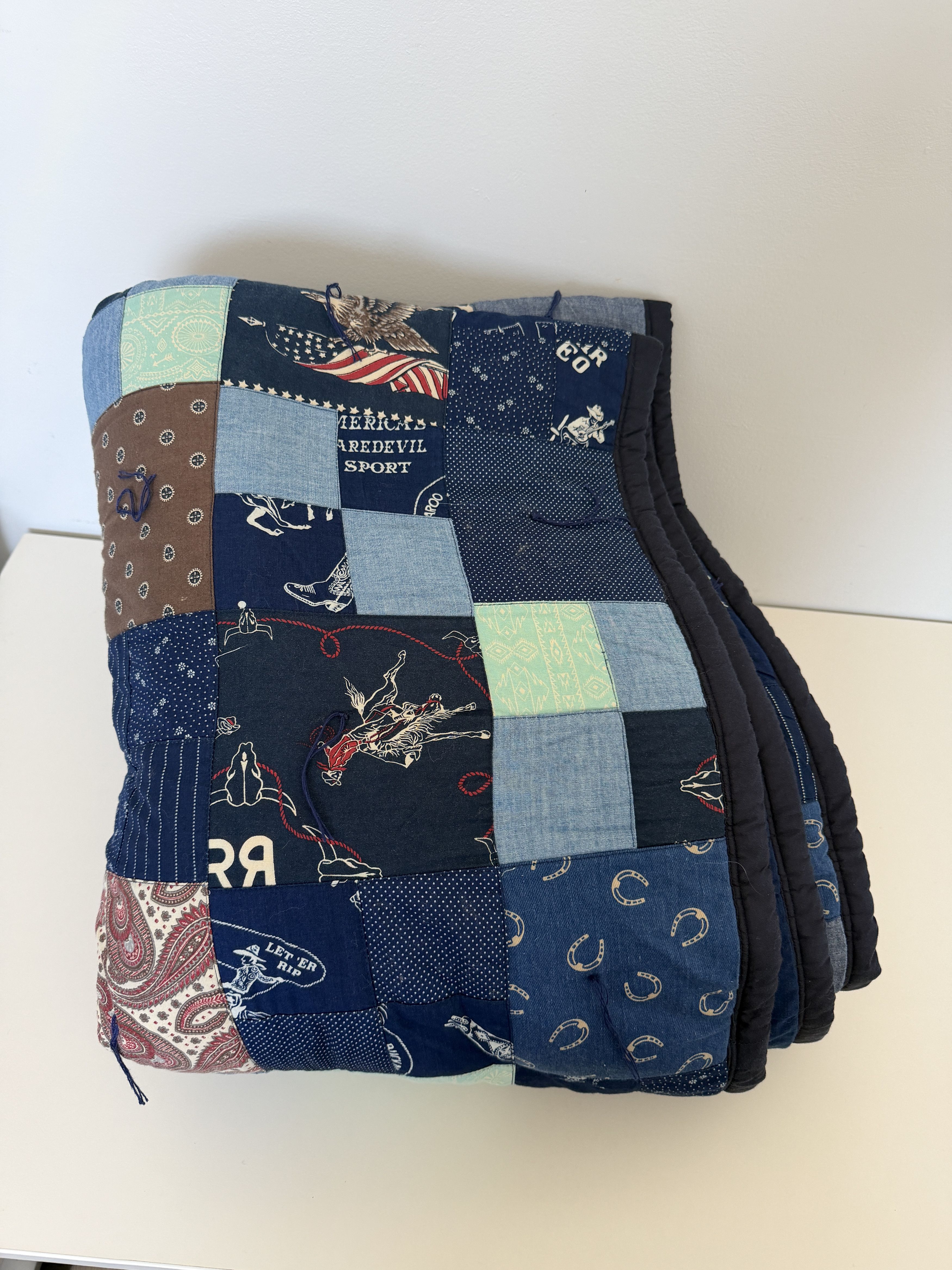 RRL Ralph Lauren RRL Double RL & Co Patchwork Camp Blanket Indigo ...