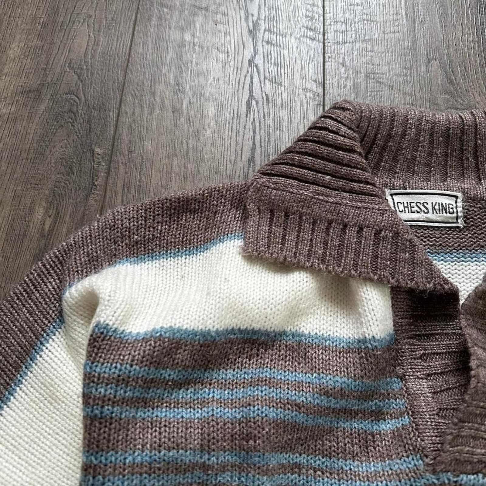 Vintage Vintage 70s Striped Collar Knit Sweater Longsleeve Pullover Size US M / EU 48-50 / 2 - 7 Thumbnail