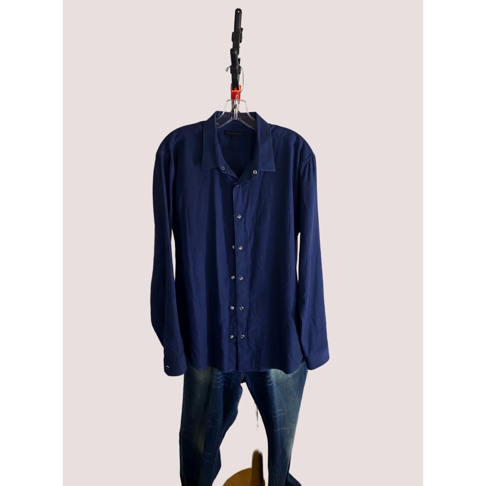 John Varvatos John Varvatos Shirt Long Sleeve Button-Up Mens Large L Blue Pearl Snap SHIRT Size US L / EU 52-54 / 3 - 1 Thumbnail