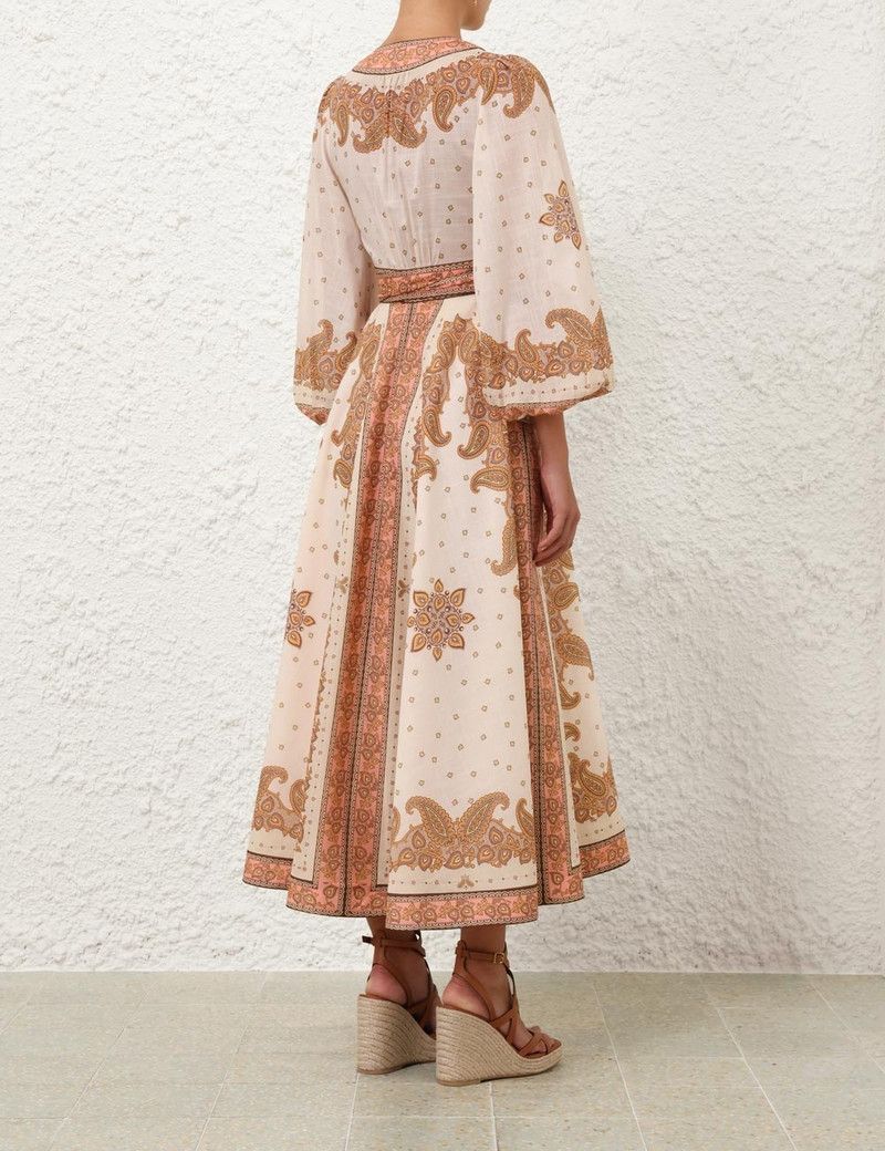 Zimmermann oc11z0126 Maxine Midi Wrap Dress in Multicolor Size L / US 10 / IT 46 - 4 Thumbnail