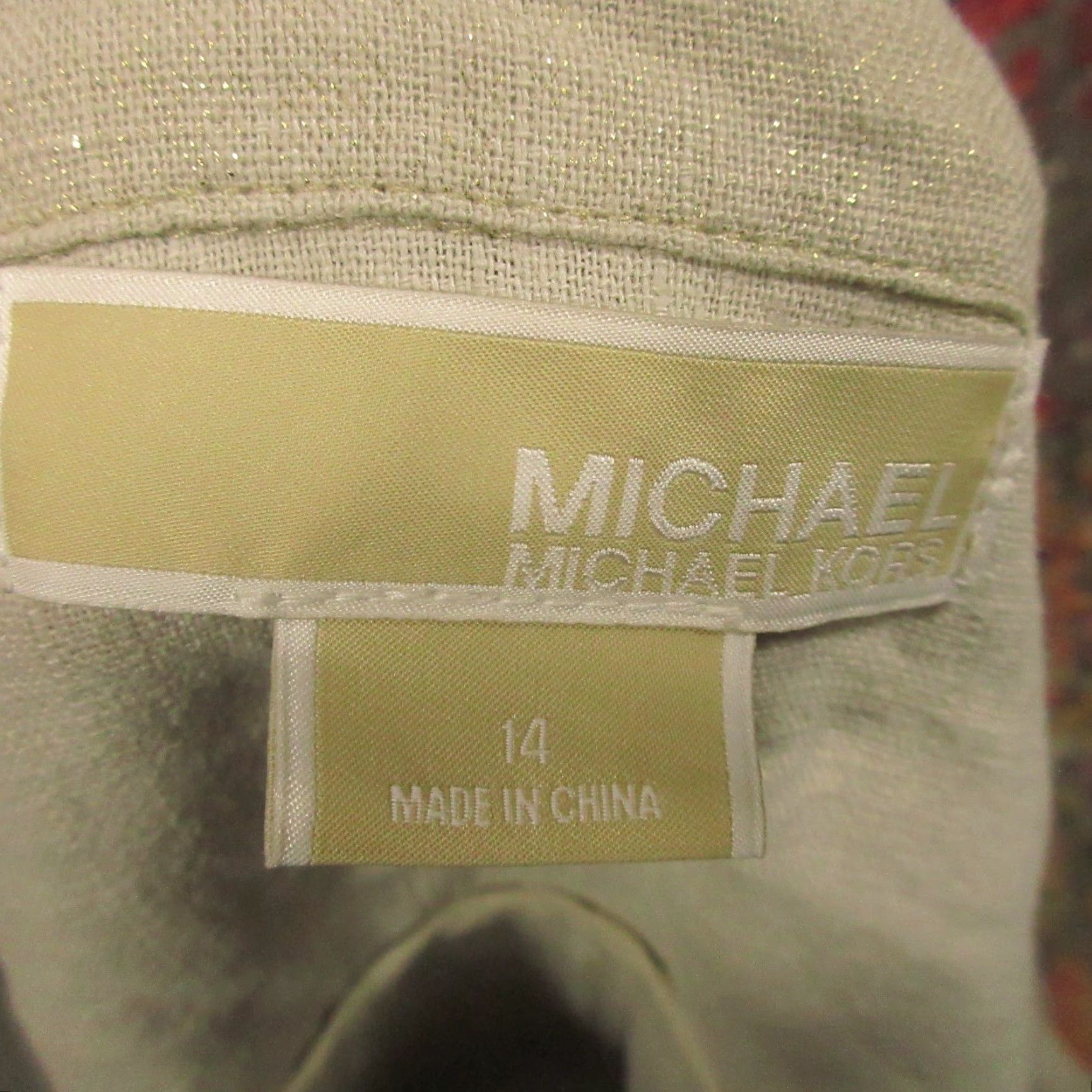 Michael Kors Michael Kors Linen Jacket Womens 14 Casual 3/4 Sleeve Ruffle Neck Khaki White Solid Knit Mid-Length Jacket Women Size 14 Mens? Size XL / US 12-14 / IT 48-50 - 3 Thumbnail