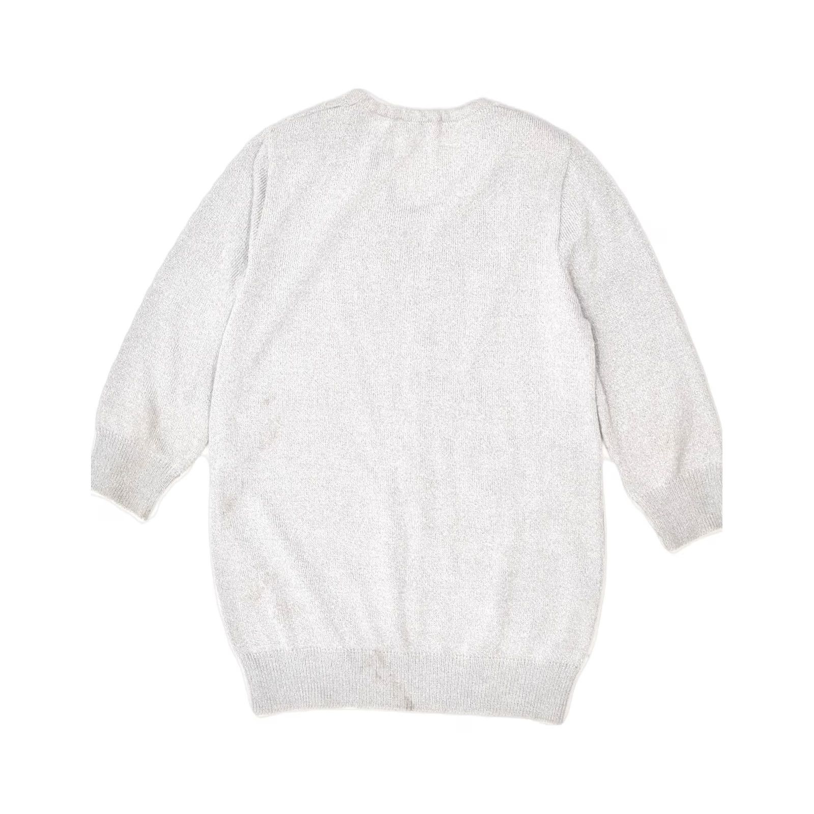 Vintage FABER Jumper Womens Medium Silver V-Neck Loose Fit Viscose Designer Size M / US 6-8 / IT 42-44 - 2 Thumbnail