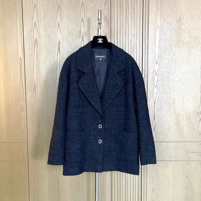 Chanel Chanel Black Cotton Blend Tweed Jacket 0089 Size S / US 4 / IT 40 - 1 Thumbnail