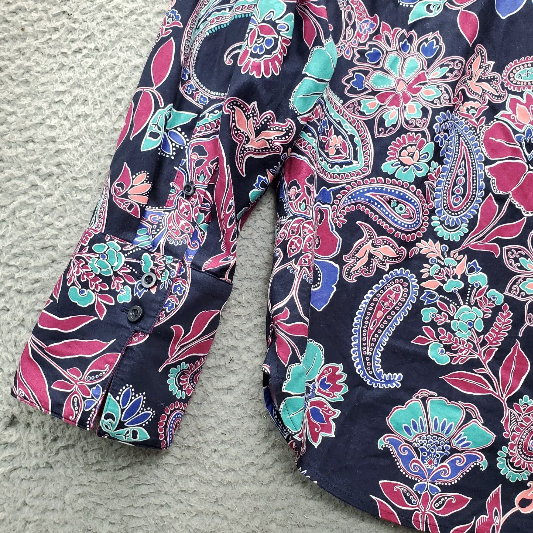 Vintage Chico's Shirt Top Womens L Multi Paisley Cotton Long Sleeve Collared Button-Up Shirt Size L / US 10 / IT 46 - 8 Thumbnail