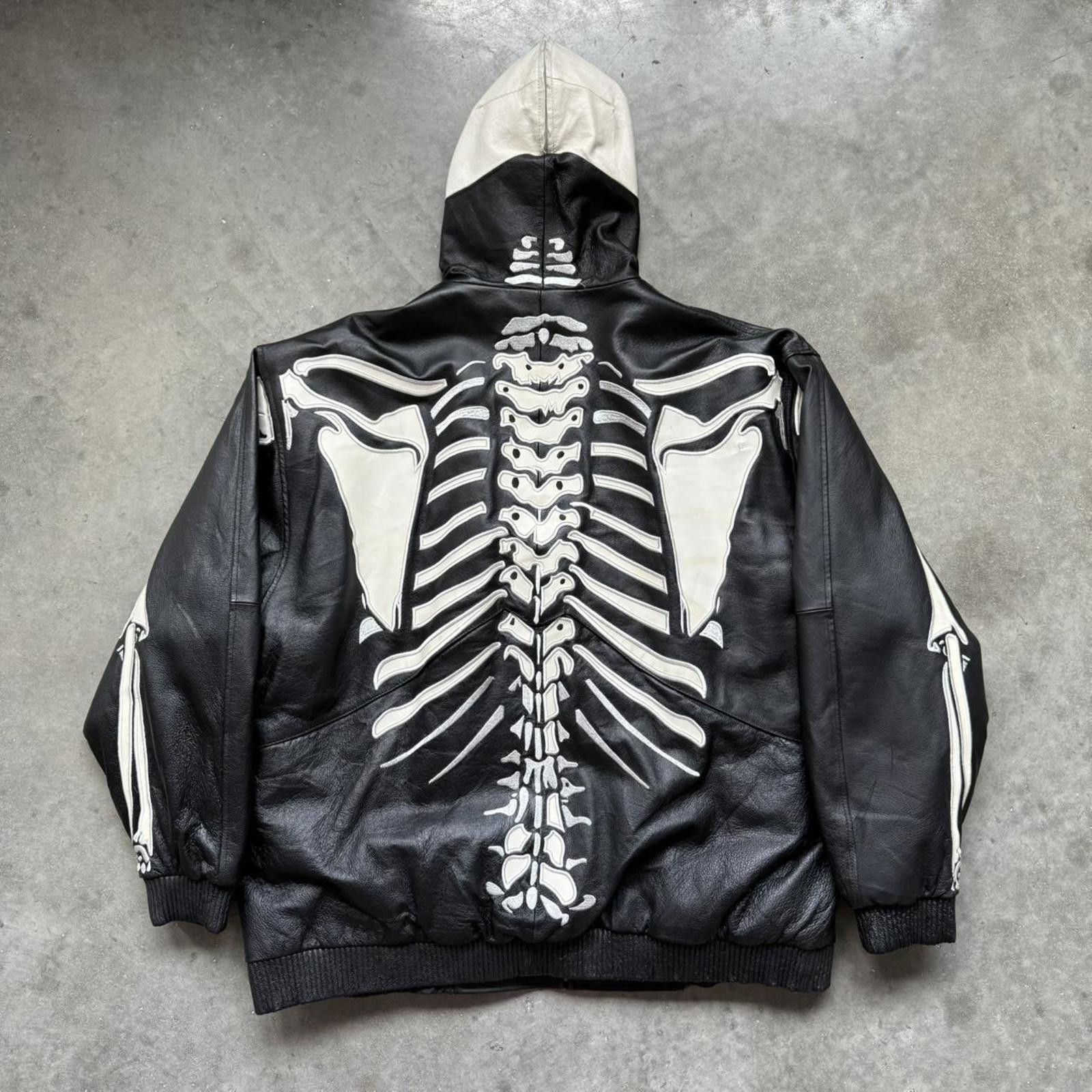 Other Vilanto French Vintage Skeleton Leather Full Zip Up Jacket Size US XXL / EU 58 / 5 - 2 Thumbnail