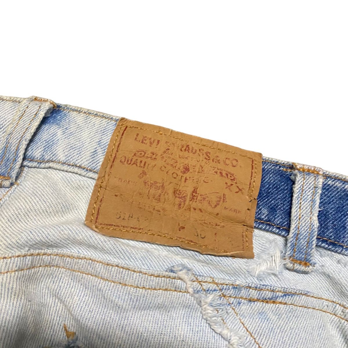 Japanese Brand JUNGLE CAT Reworked Recylce Paper Denim Flare Jeans Size US 28 / EU 44 - 17 Thumbnail