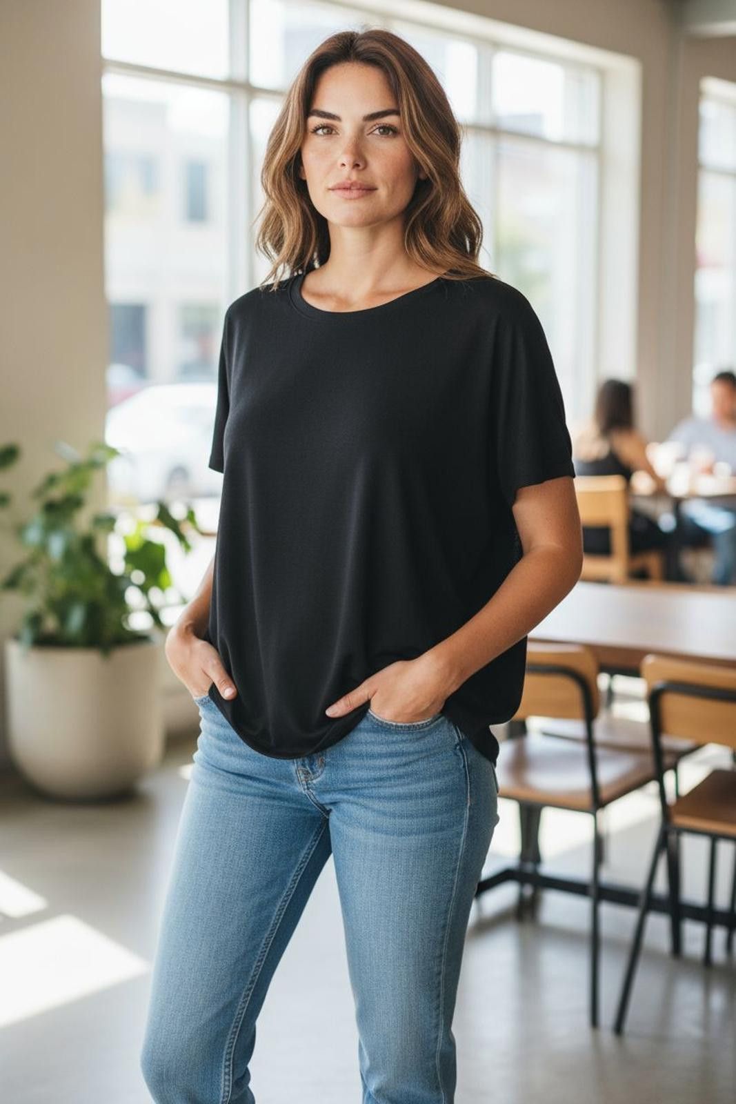 Express Express Basic Black Short Sleeve T-Shirt for Women Size S / US 4 / IT 40 - 2 Thumbnail