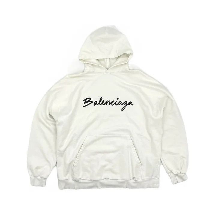 Balenciaga Balenciaga Women's FW22 Logo Hoodie in White 0079-2507 Size L / US 10 / IT 46 - 2 Thumbnail
