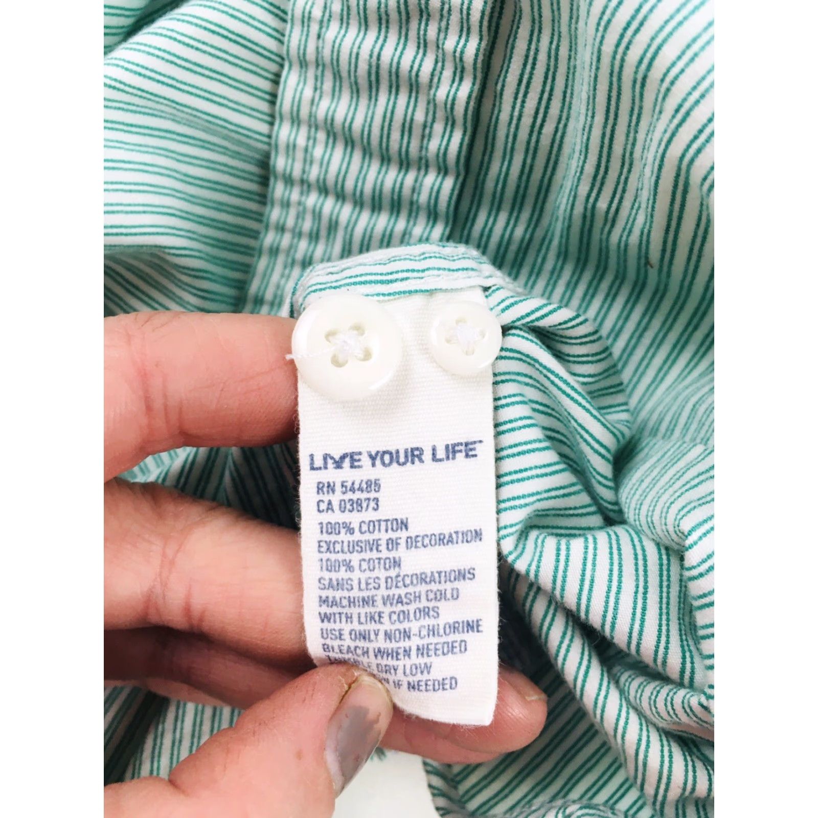 American Eagle Outfitters American Eagle Outfitters Shirt Men M Green White Striped Button Down Size US M / EU 48-50 / 2 - 7 Thumbnail