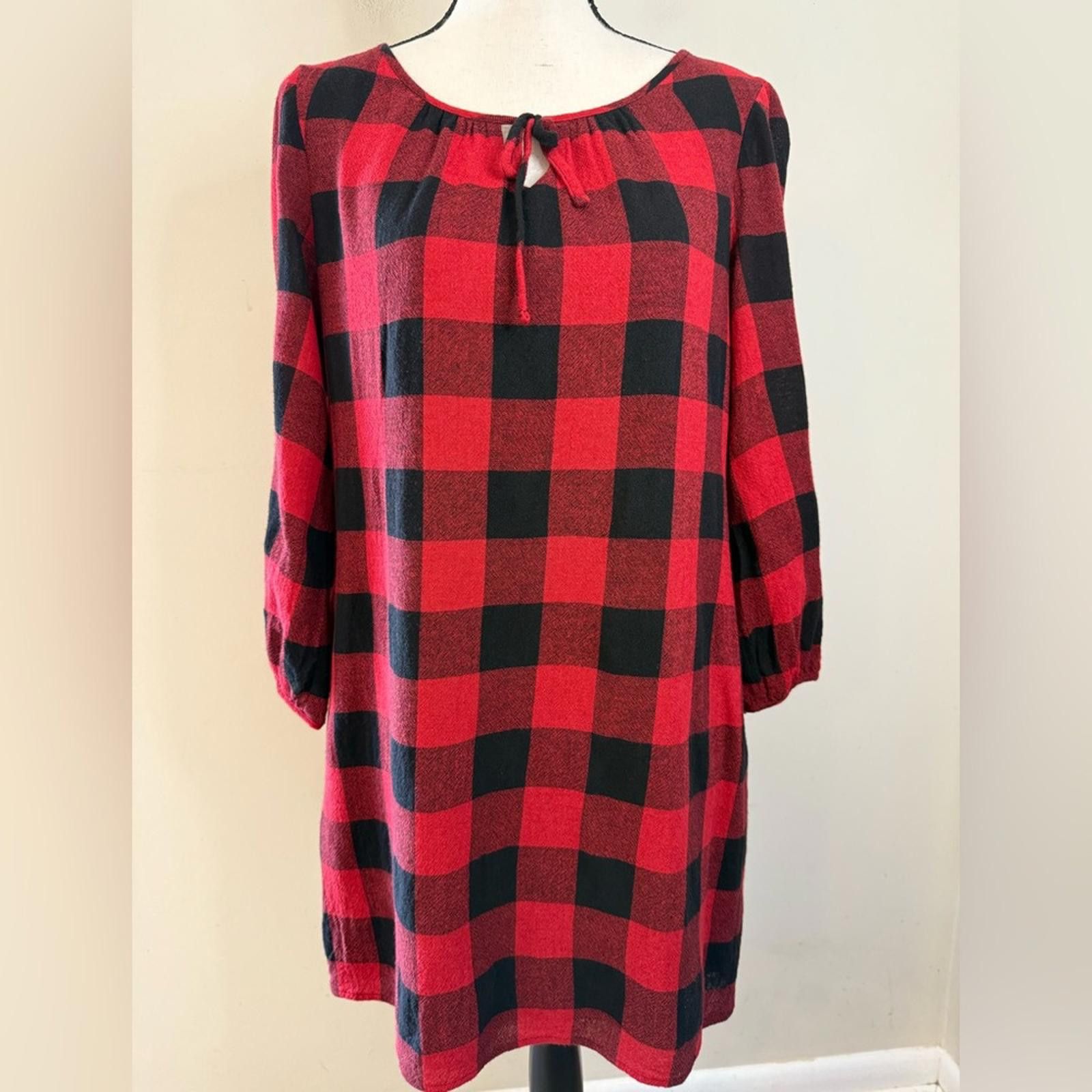 Madewell Madewell red black plaid flannel wool blend midi dress SZ SM Size S / US 4 / IT 40 - 1 Thumbnail