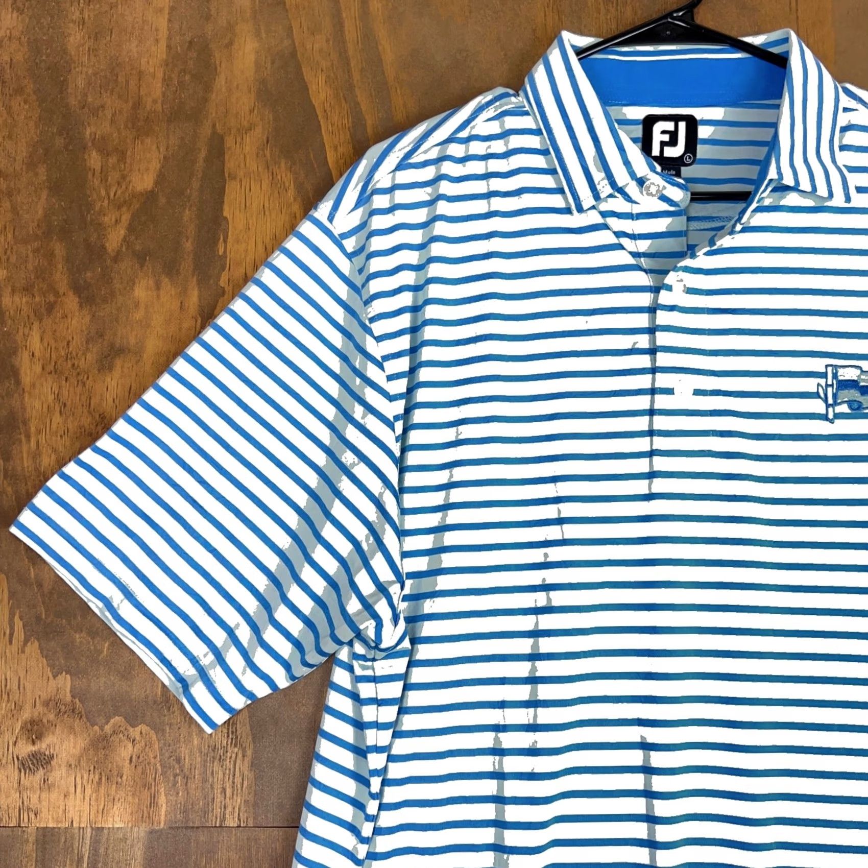 Footjoy FootJoy Mens Shirt Blue Striped Polo Athletic Short Sleeve Button-Down Collared L Size US L / EU 52-54 / 3 - 4 Thumbnail