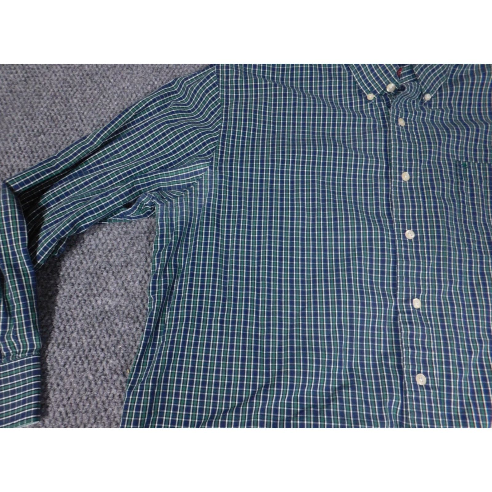 Izod IZOD Mens Shirt XL Green Plaid Button-Down Knit Cotton Long Sleeve Casual Regular Men Mens Girls Size US XL / EU 56 / 4 - 5 Thumbnail
