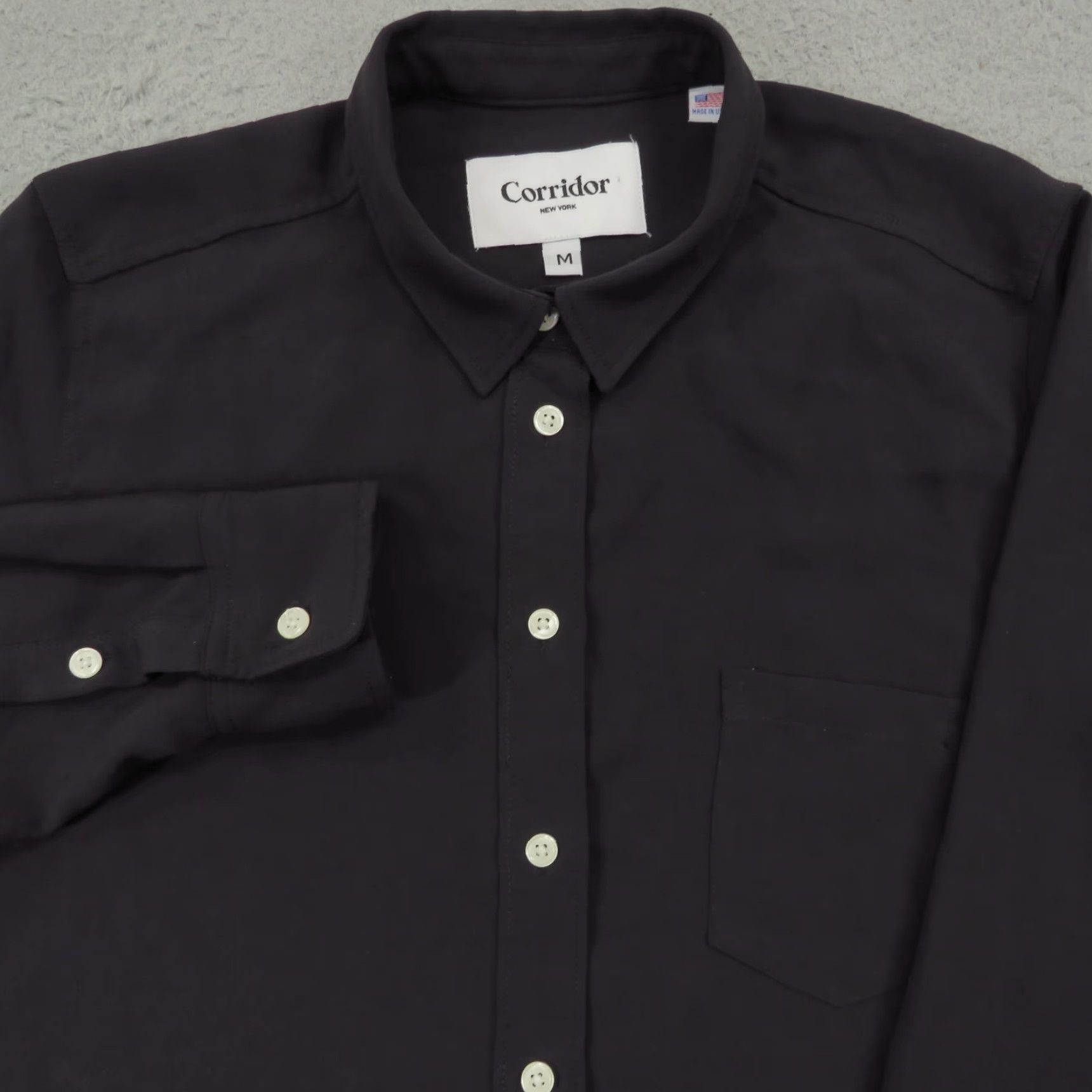 Corridor Corridor New York Shirt Womens Medium Black Vegan Silk Pocket Button Up Top USA Size M / US 6-8 / IT 42-44 - 2 Thumbnail