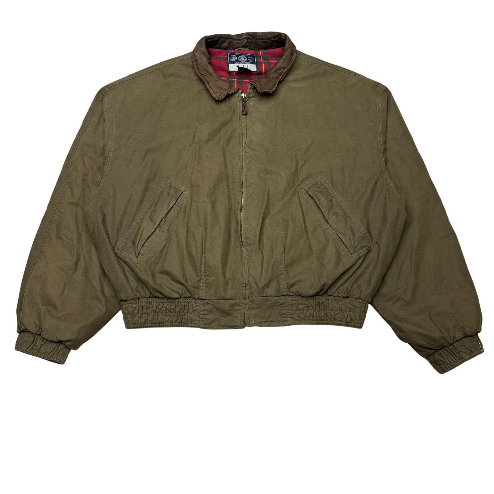 Vintage Gap Bomber Jacket Leather Collar XL Quilt Lined