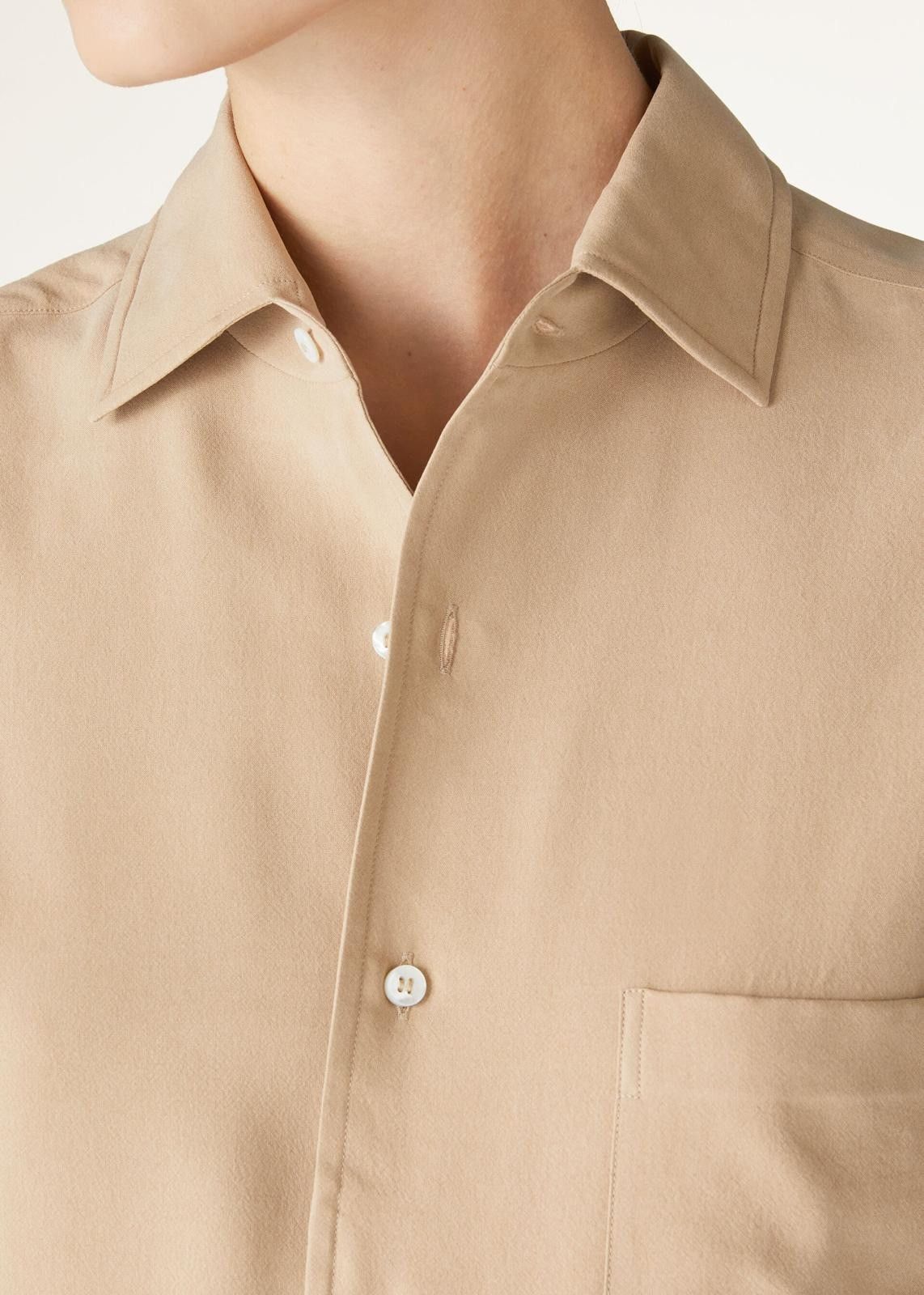 Loro Piana o1srvl11e0725 FAO0500 Silk André Shirt in Beige Size L / US 10 / IT 46 - 5 Thumbnail