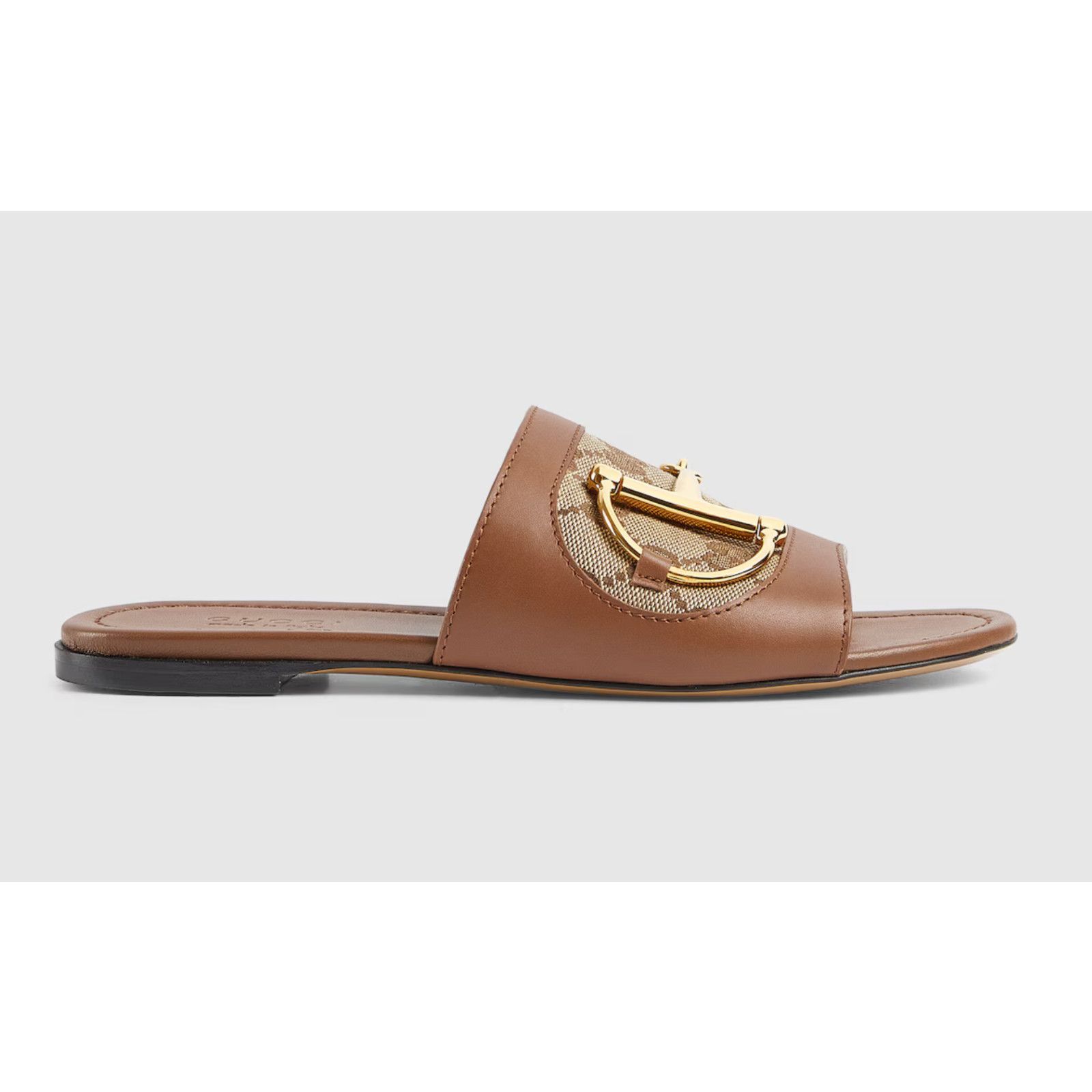 Gucci Gucci Alfa Gold Horsebit Brown GG Canvas Mule Sandal 37.5 Size US 7.5 / IT 37.5 - 3 Thumbnail