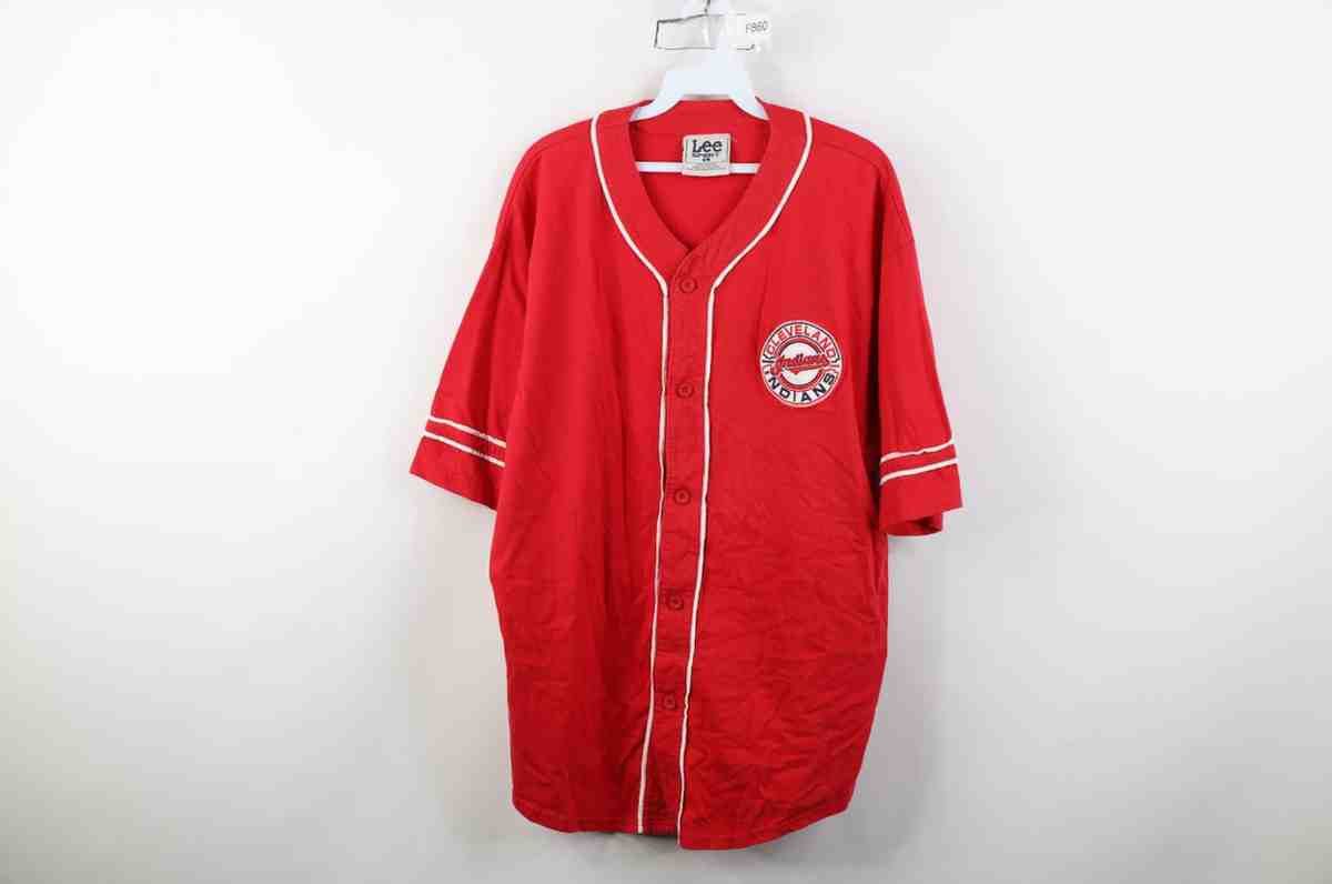 Vintage Vintage 90s Cleveland Indians Baseball Jersey Red Cotton Size US L / EU 52-54 / 3 - 1 Thumbnail