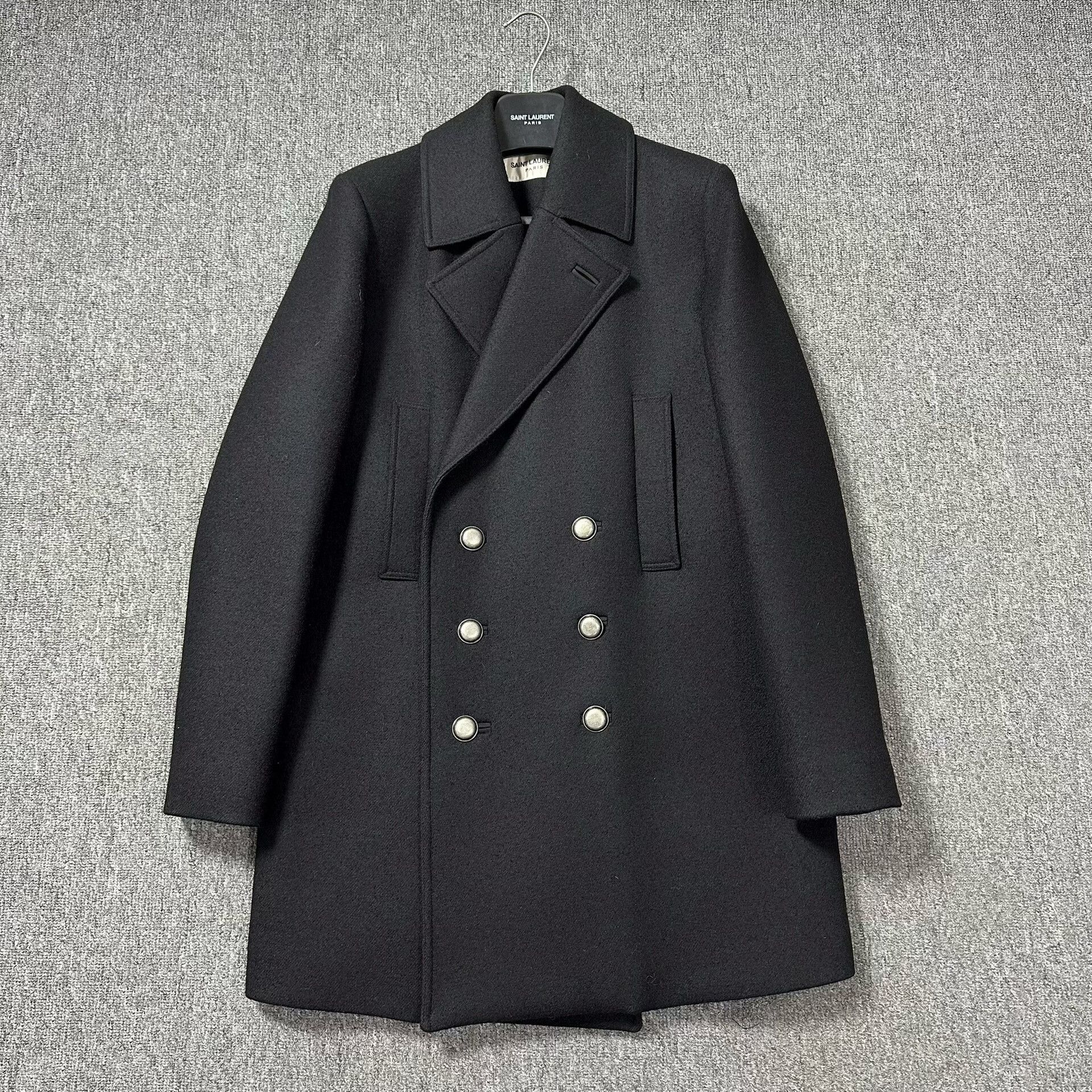 Saint Laurent Paris Saint Laurent Black Wool Double-Breasted Coat Size US M / EU 48-50 / 2 - 1 Thumbnail