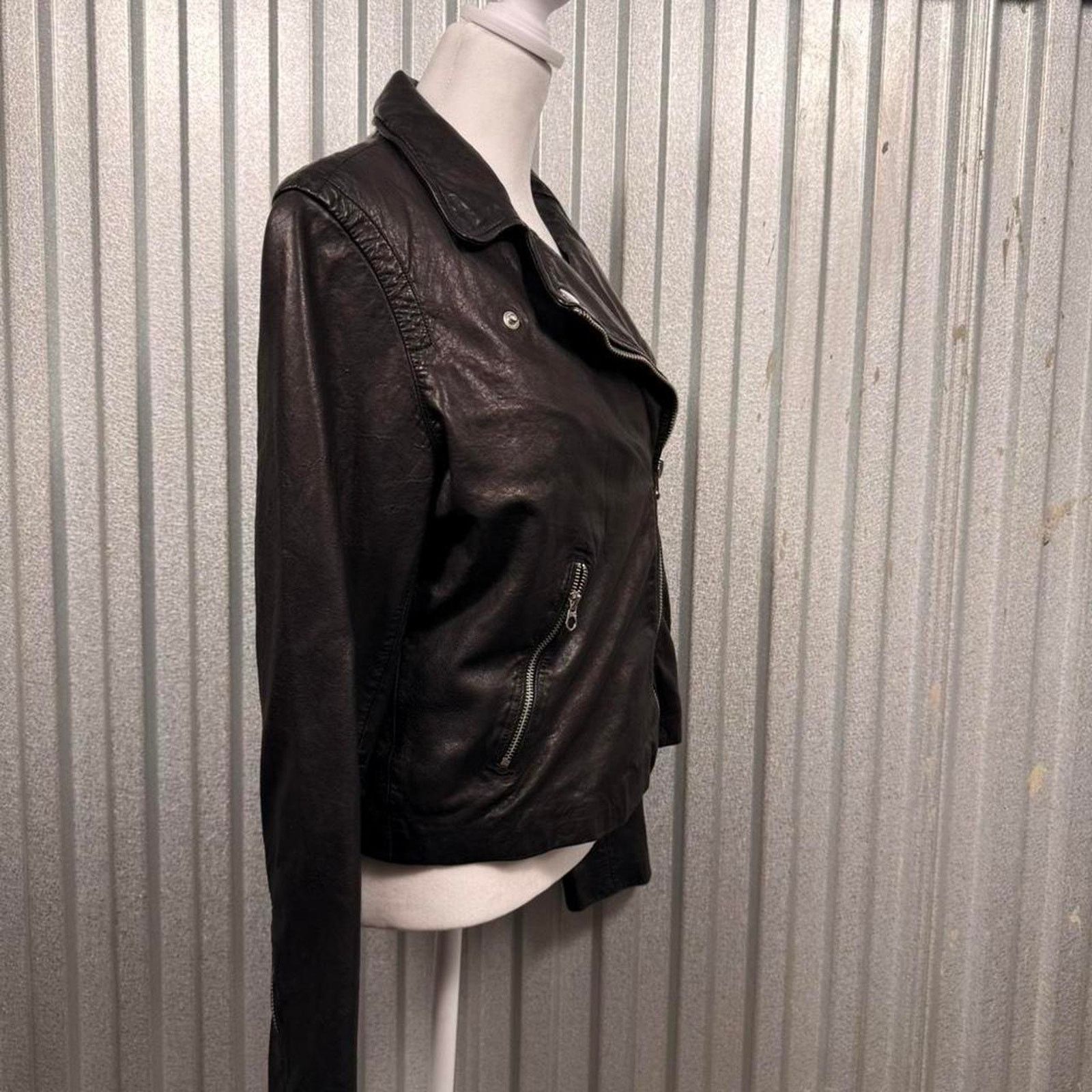 Madewell Madewell Classic Womens black leather jacket Size L / US 10 / IT 46 - 5 Thumbnail