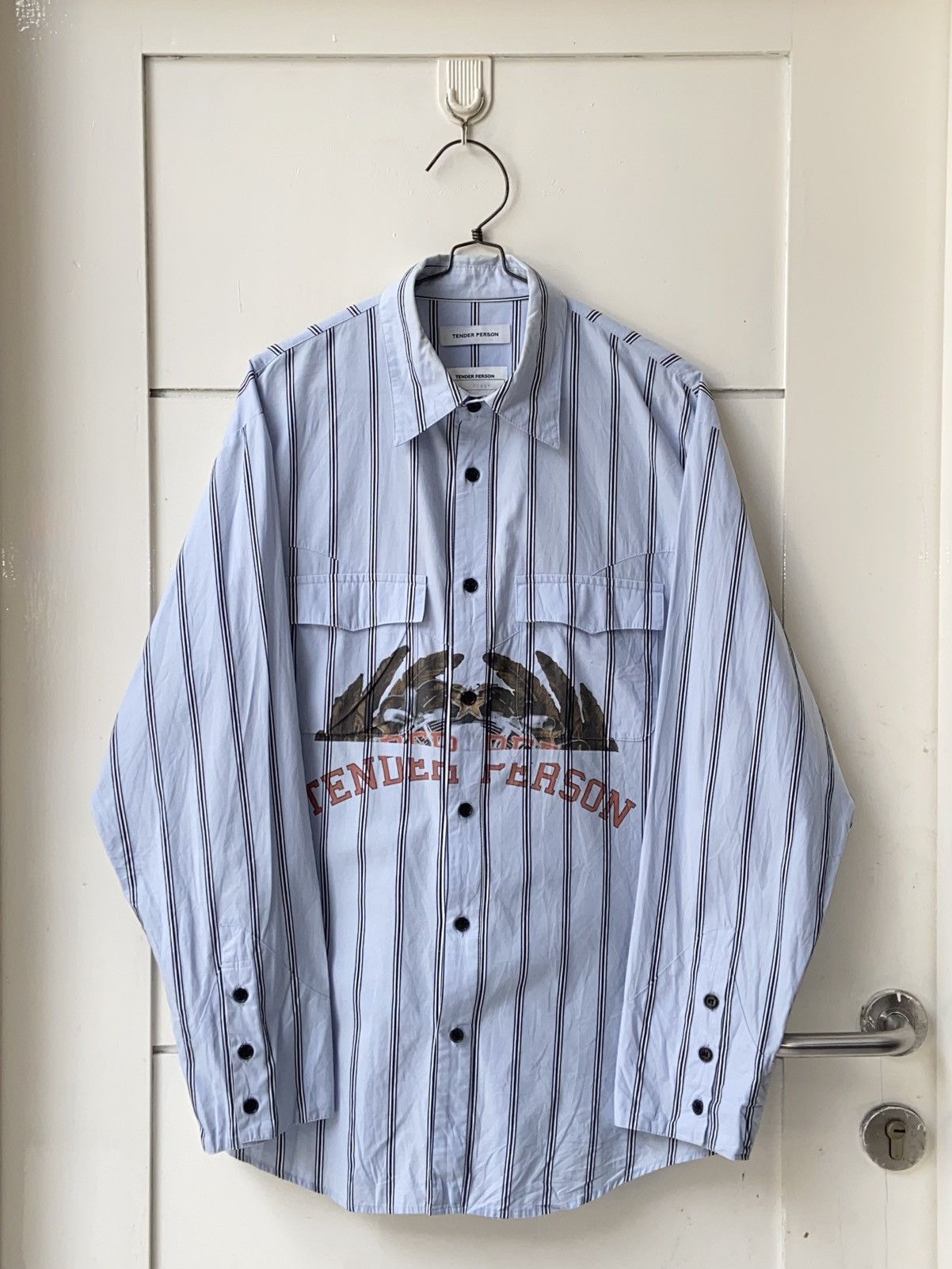 Designer × Japanese Brand TENDER PERSON Blue Striped Shirt Size US M / EU 48-50 / 2 - 1 Thumbnail