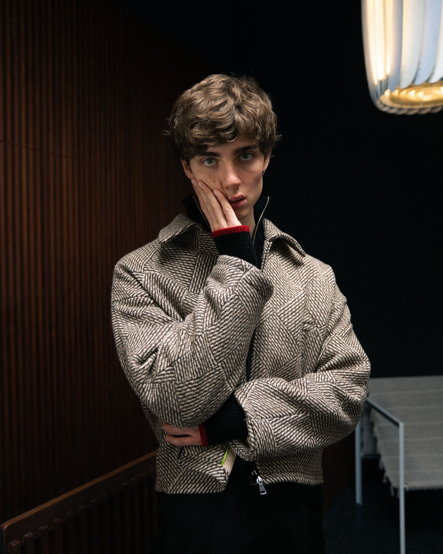 Ojardorf 💚 O. FILES Chess Wool Jacket in Mocha/Cream Medium NEW Size US M / EU 48-50 / 2 - 4 Thumbnail