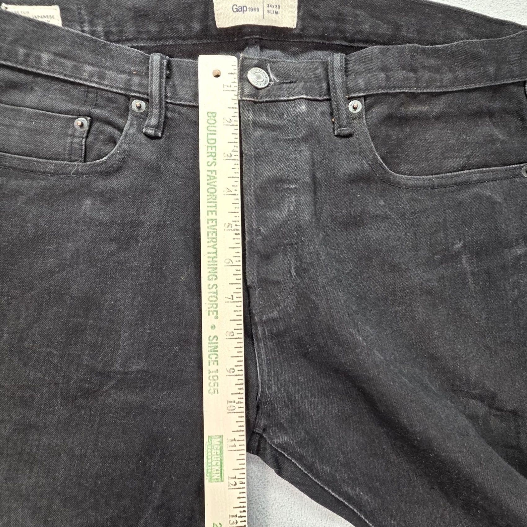 Gap Gap Jeans Mens Selvedge 34x30 Black Slim Straight Kaihara Denim Size US 34 / EU 50 - 7 Thumbnail