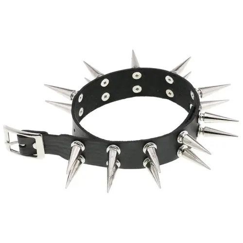 Other Long Spiked Choker Collar Leather Goth Necklace Size ONE SIZE - 5 Thumbnail
