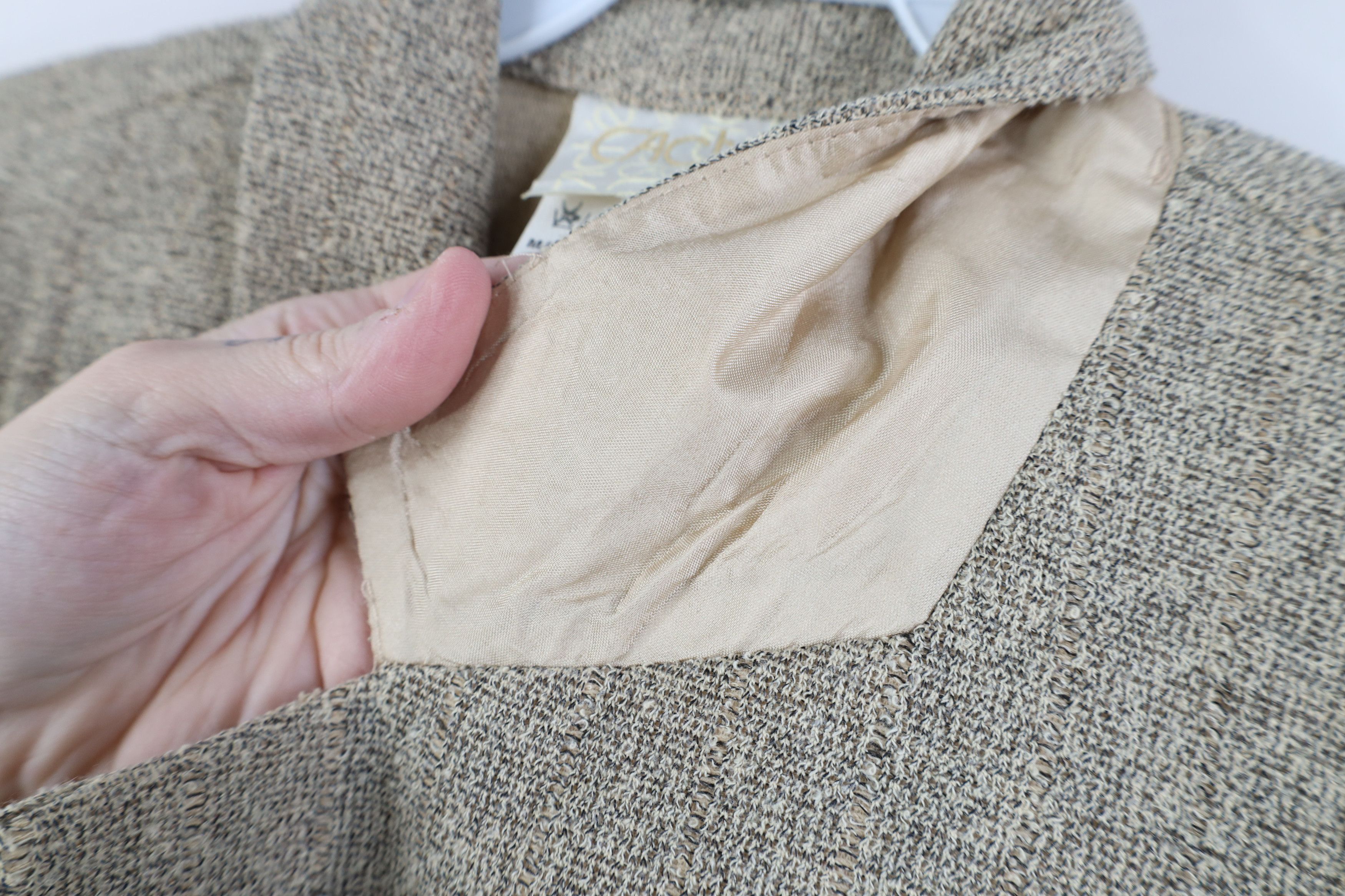 Vintage Vintage 90s Cache Cotton Blend Knit Button Jacket Coat Beige Size M / US 6-8 / IT 42-44 - 5 Thumbnail