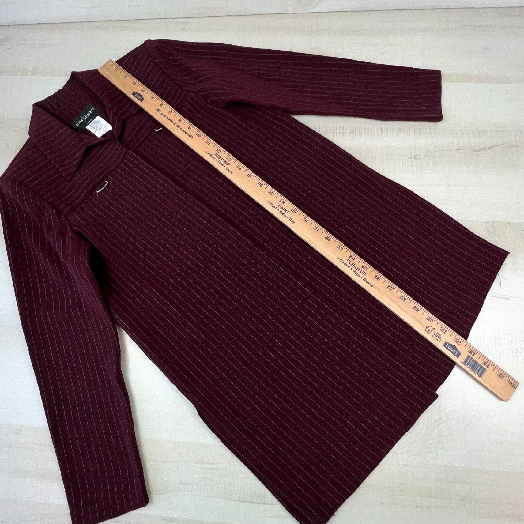 Vintage John Roberts Womens Blazer 6P Petite Red Long Sleeve Striped Business Jacket Size M / US 6-8 / IT 42-44 - 5 Thumbnail