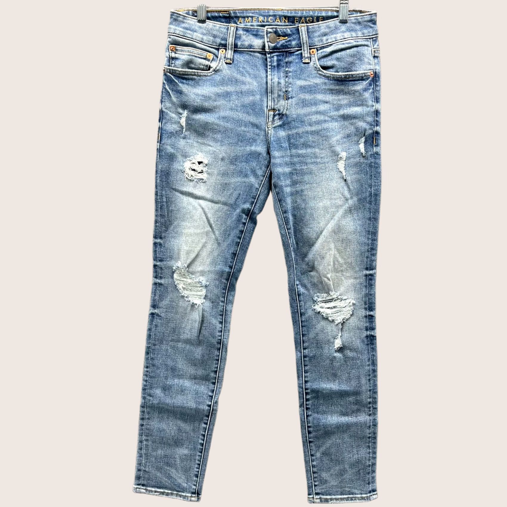 American Eagle Outfitters VINTAGE American Eagle Outfitters Jeans Mens 30x30 Blue Denim Slim Distressed 30 Regular Mens Jeans Distressed Blue Denim 30x30 Size US 30 / EU 46 - 1 Thumbnail