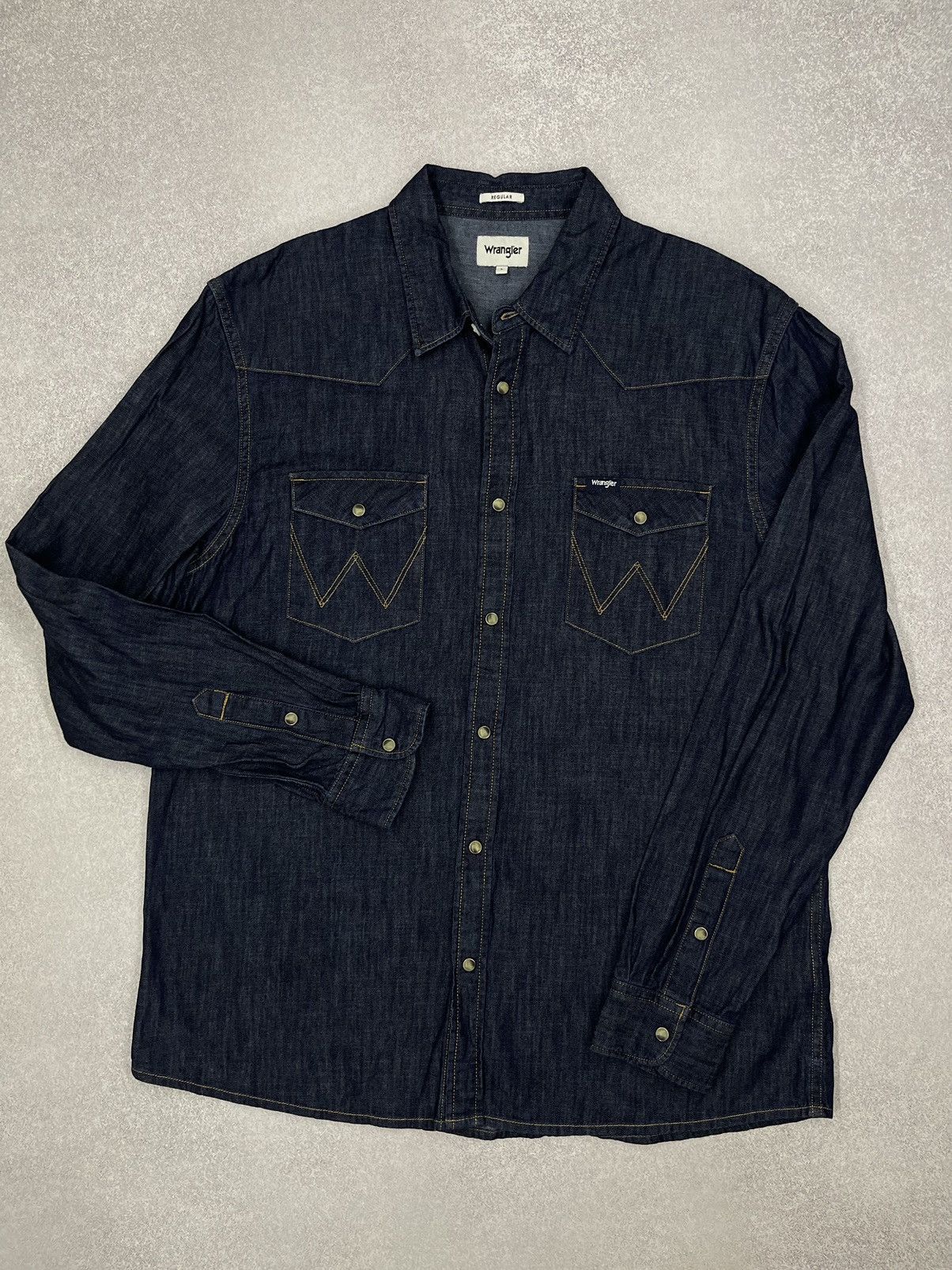 Wrangler Mens Wrangler Western Denim Shirt Navy Size L Size US L / EU 52-54 / 3 - 2 Thumbnail