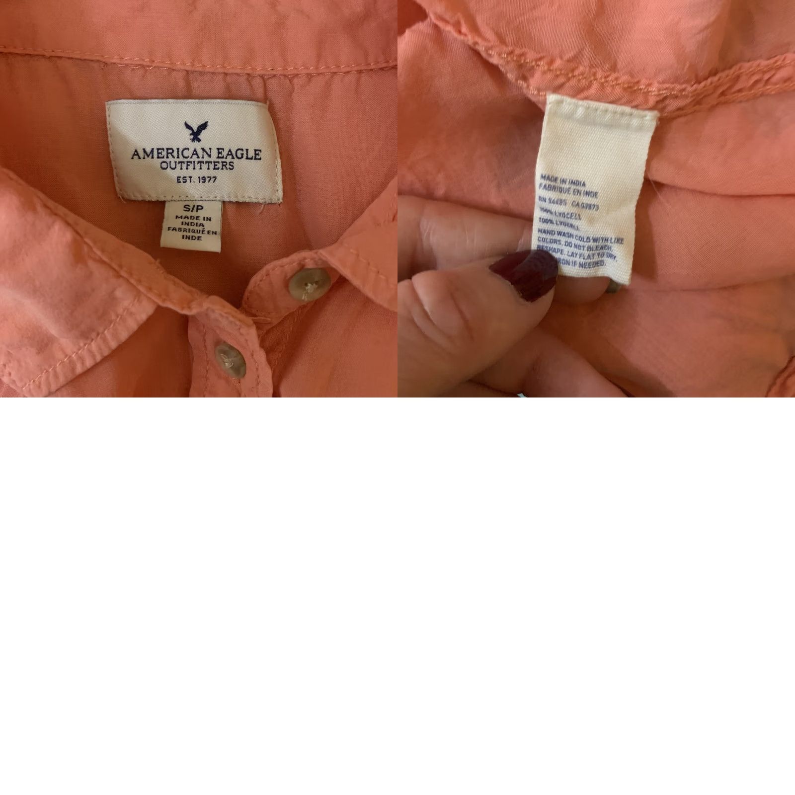 American Eagle Outfitters American Eagle Women’s Tank Top Button Up XS S Sheer Sleeveless Peach/Pink Collared Casual Womens Size S / US 4 / IT 40 - 8 Thumbnail