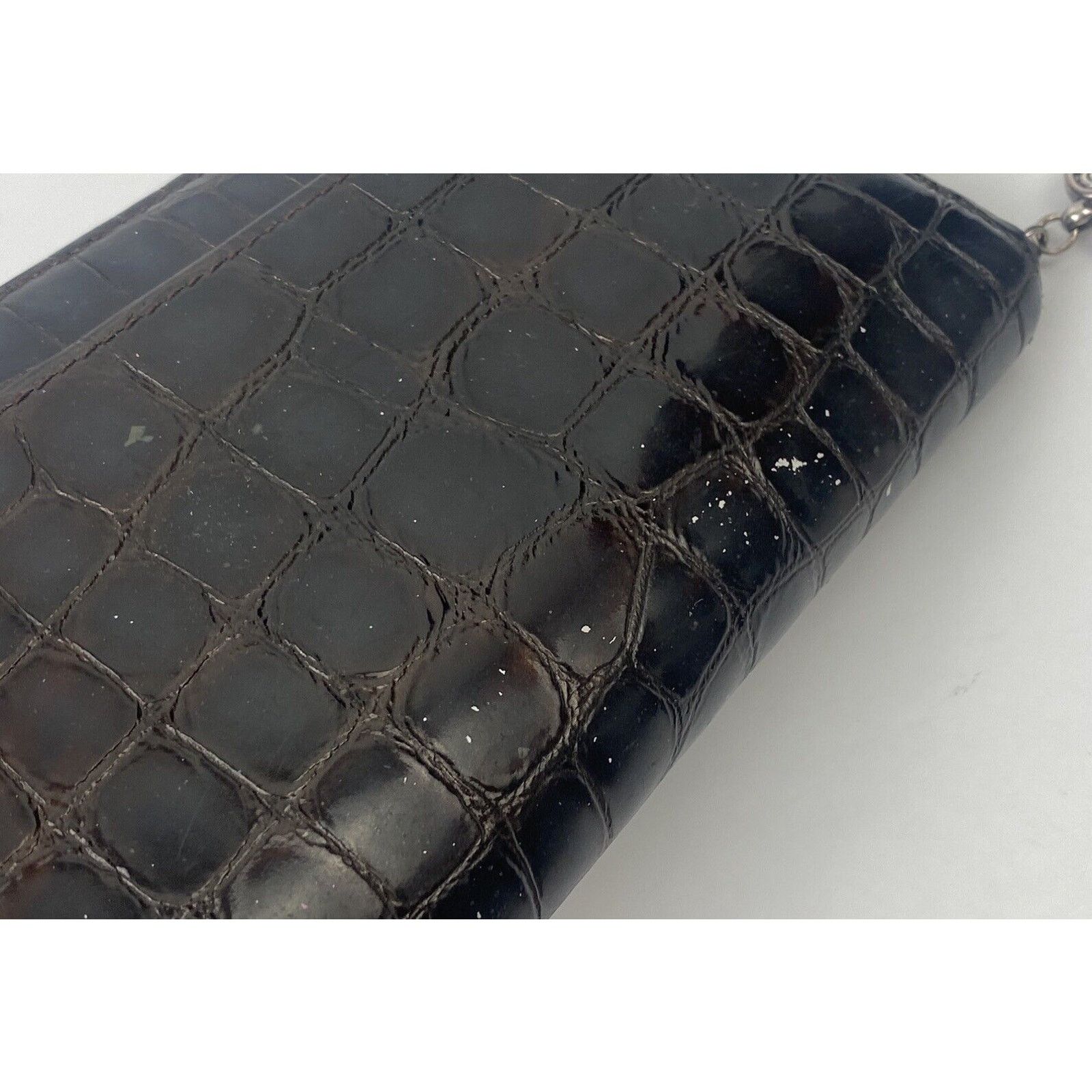 Brighton Brighton Zip Around Wallet Brown Patent Leather 8" Faux Croc Size ONE SIZE - 8 Thumbnail