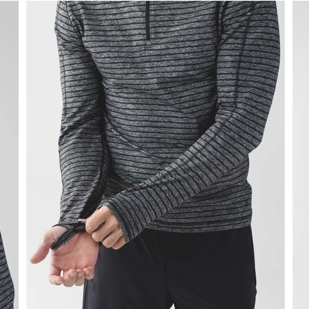 Lululemon Lululemon Surge Warm 1/2 Zip Raven Stripe Black Black 21.5 Size US L / EU 52-54 / 3 - 10 Thumbnail