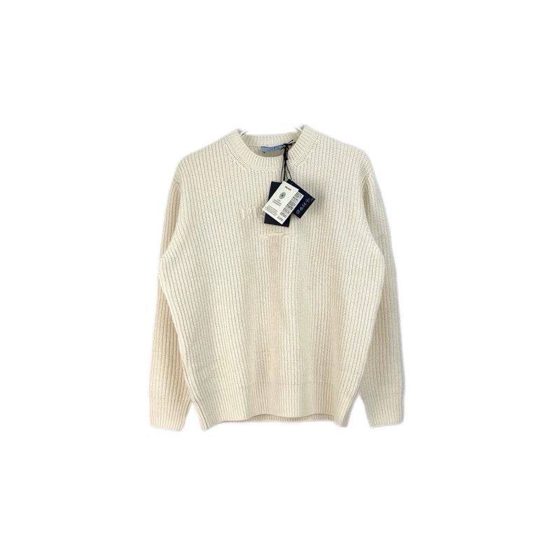 Prada Prada Size 38 Milky white classic logo sheep wool cashmere Size US XS / EU 42 / 0 - 1 Thumbnail
