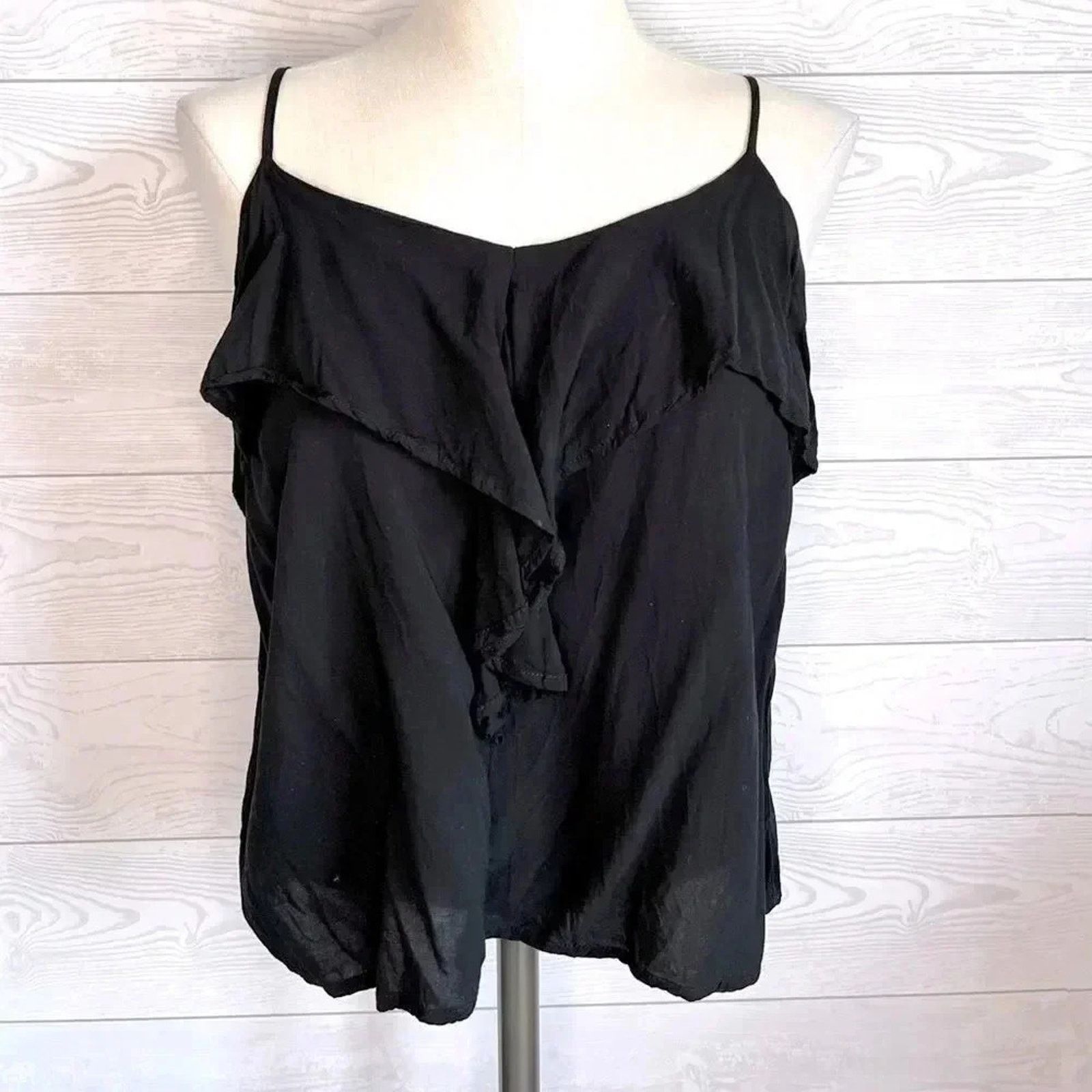 Forever 21 Forever 21 Black Ruffle Cami Top Small S Whimsigoth Grunge Size S / US 4 / IT 40 - 2 Thumbnail