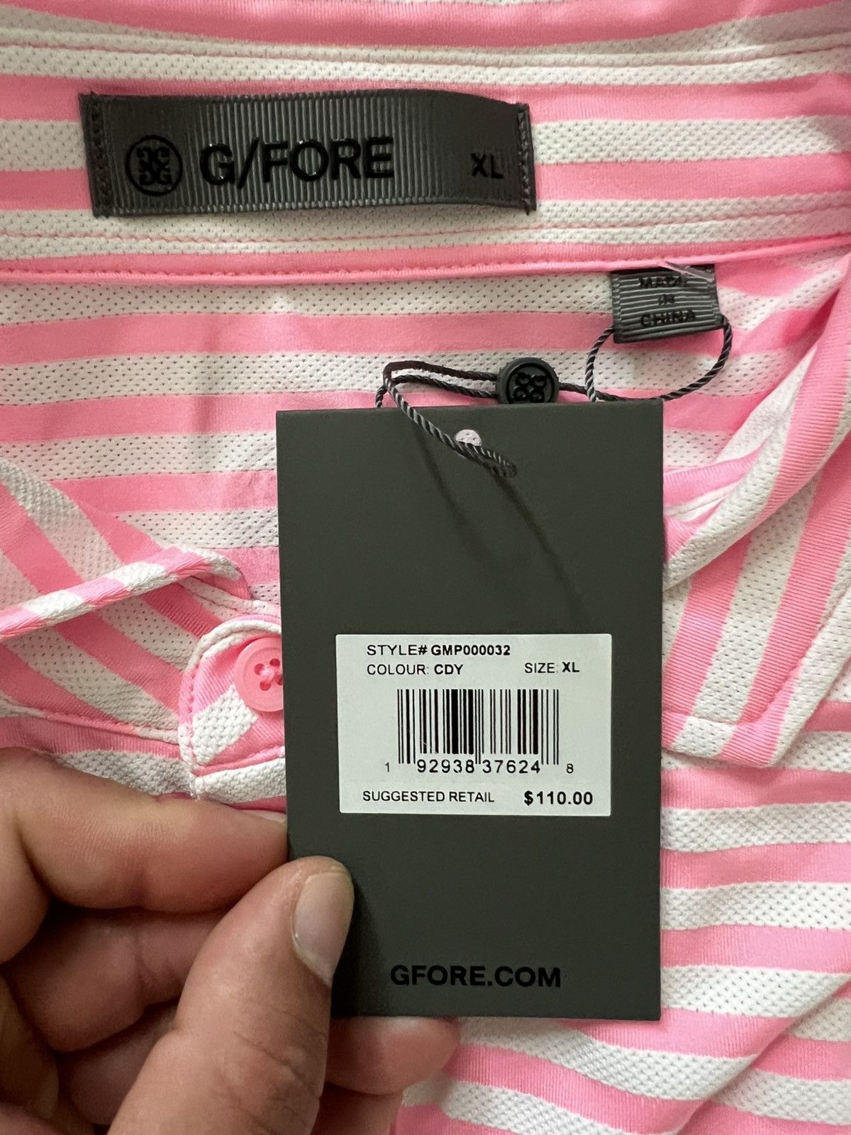 G/FORE G/FORE Men's Candy Perforated Stripe Tech Jersey Polo Size US XL / EU 56 / 4 - 8 Thumbnail