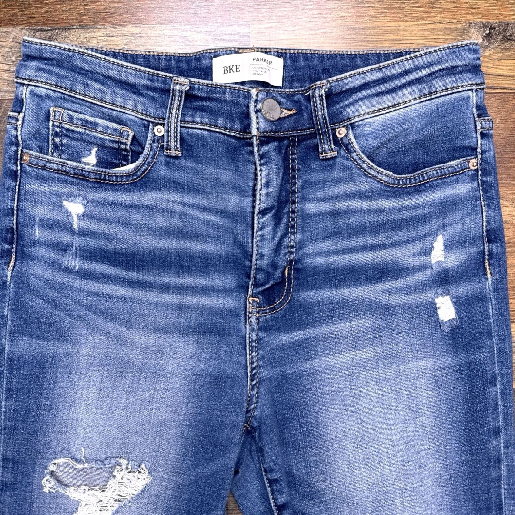 BKE BKE Parker Jeans Womens 27 High Rise Stretch Distressed Jeans Slim Skinny Blue 5-Pocket City Size 27" / US 4 / IT 40 - 3 Thumbnail