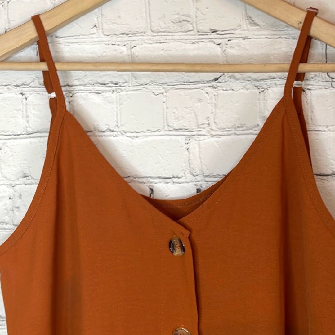 J Brand Coral Buttoned Tank Top with Buttons down the front, Adjustable Straps, size M, Orange, Women, Tank Size M / US 6-8 / IT 42-44 - 2 Thumbnail