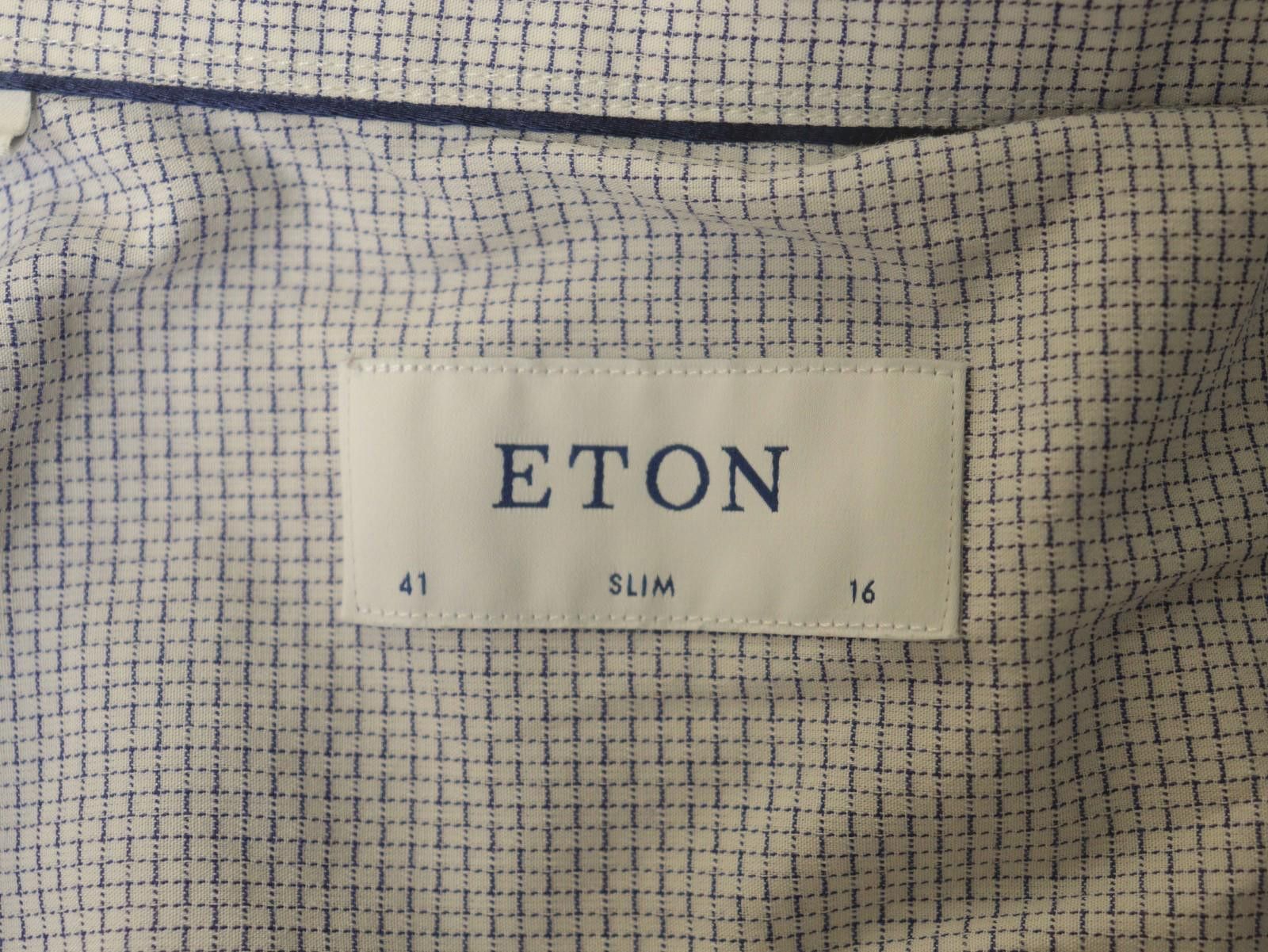 Eton Eton White Geometric 100% Cotton Dress Shirt Size 41 Size 38R - 12 Thumbnail