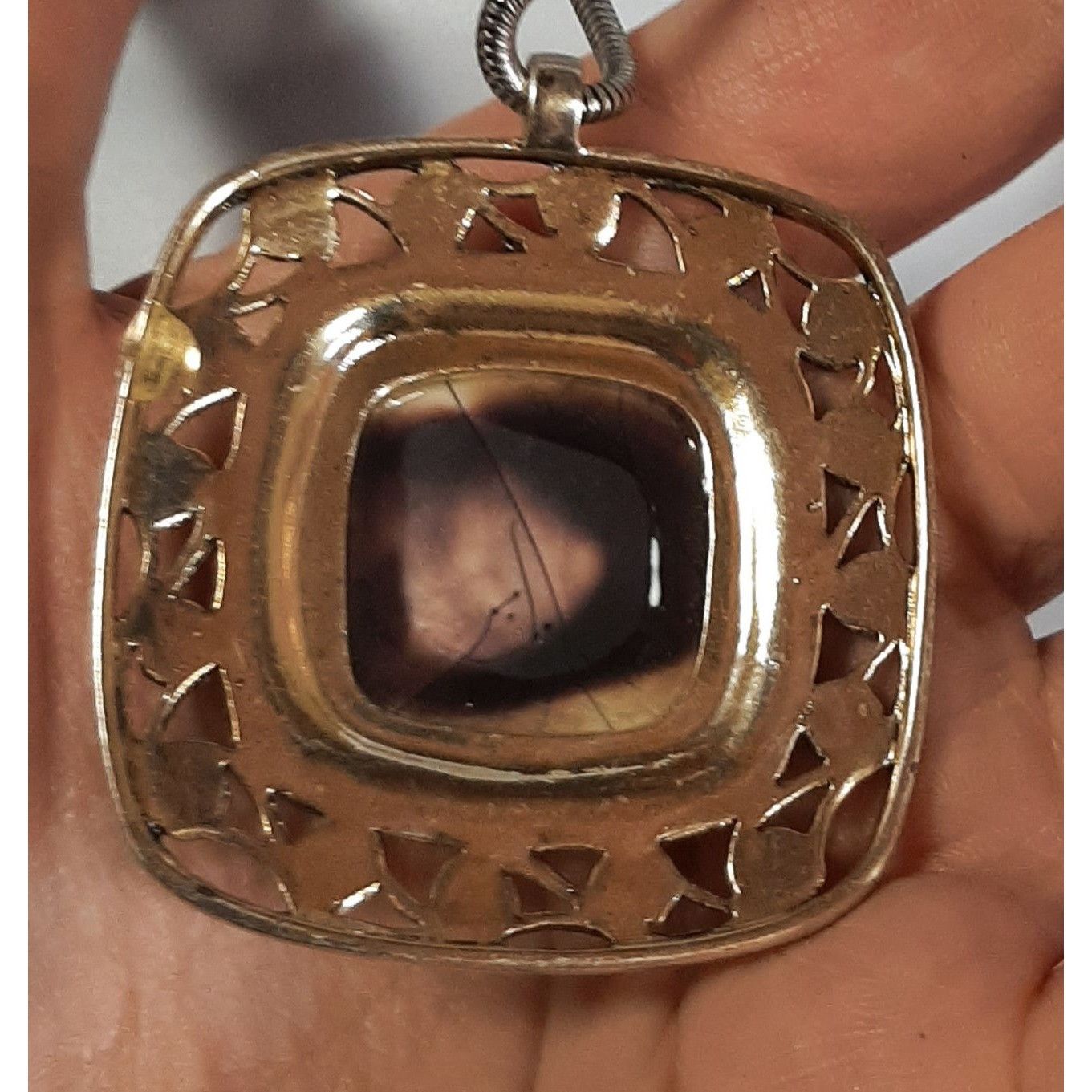 Other Chunky Abstract Pendant Necklace With Scrollwork Border Size ONE SIZE - 4 Thumbnail